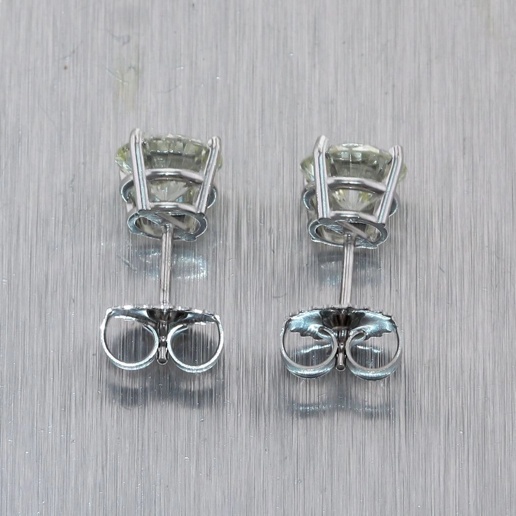 2.00ctw Round Brilliant Cut L/VS2-SI1 Diamond 14k White Gold 6mm Stud Earrings
