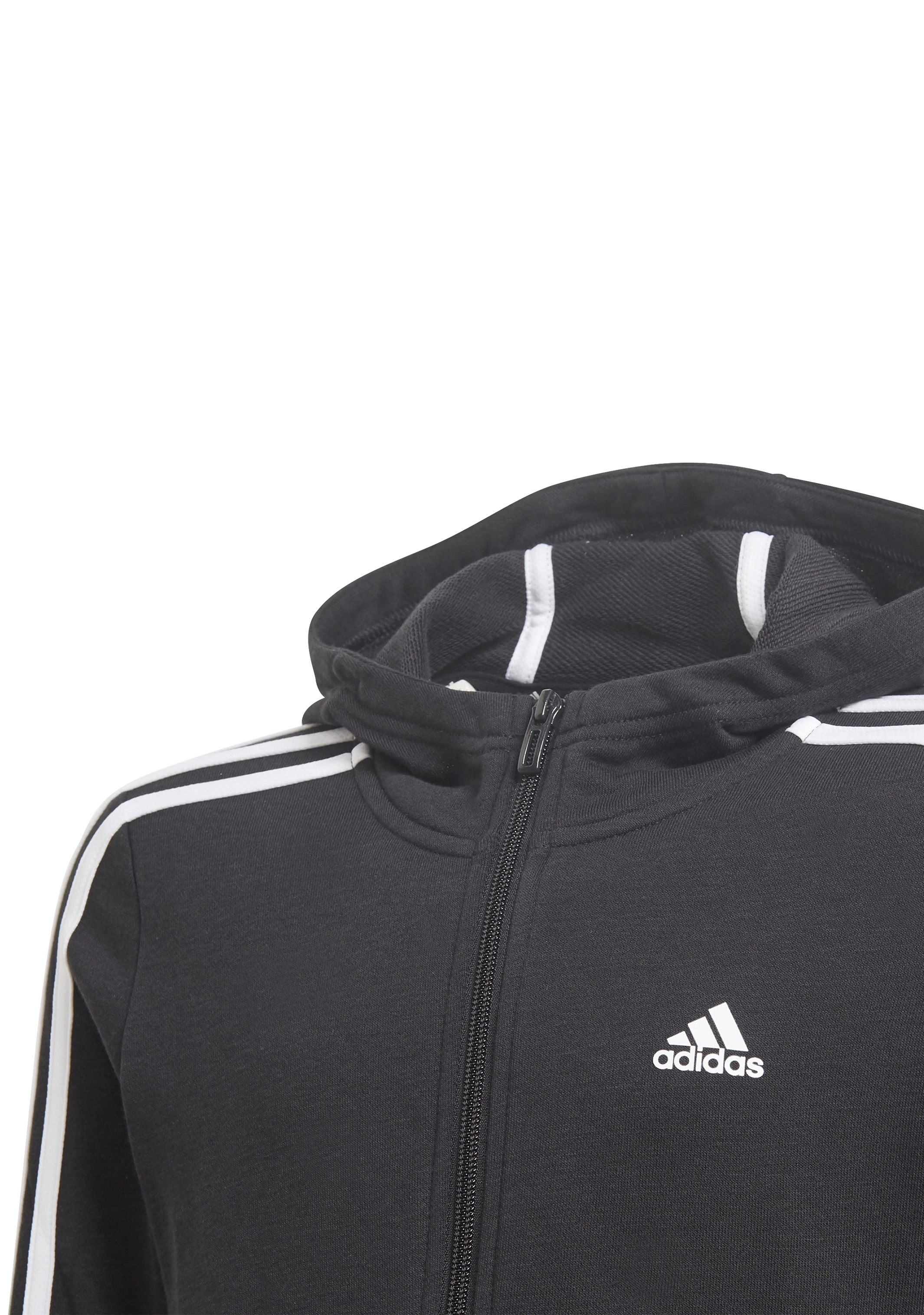 Adidas Girls Essentials 3 Stripe Full Zip Hoodie