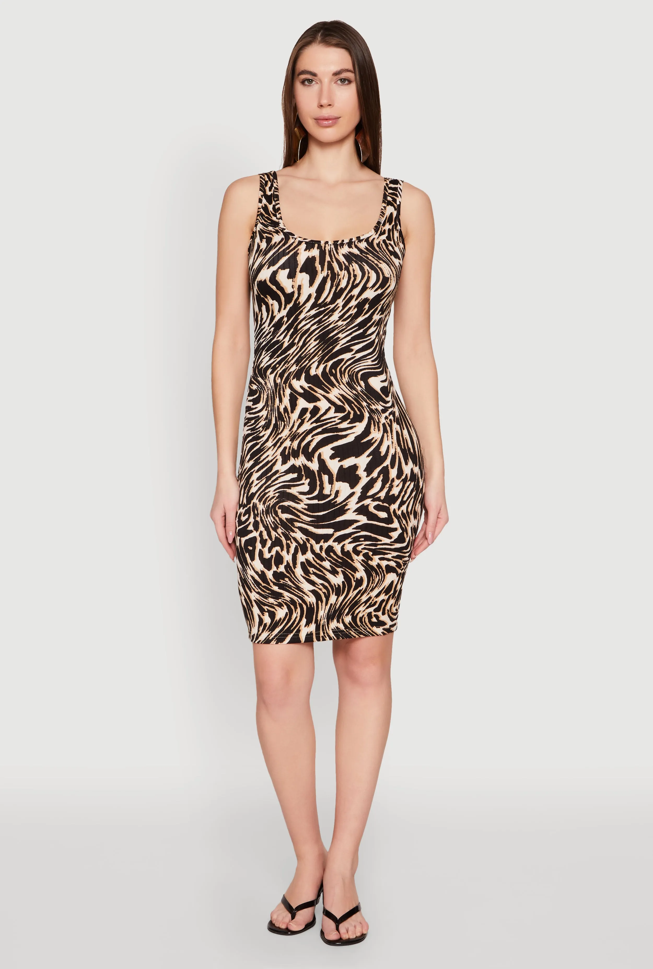 Animal Print Scoop Neck Tank Dress
