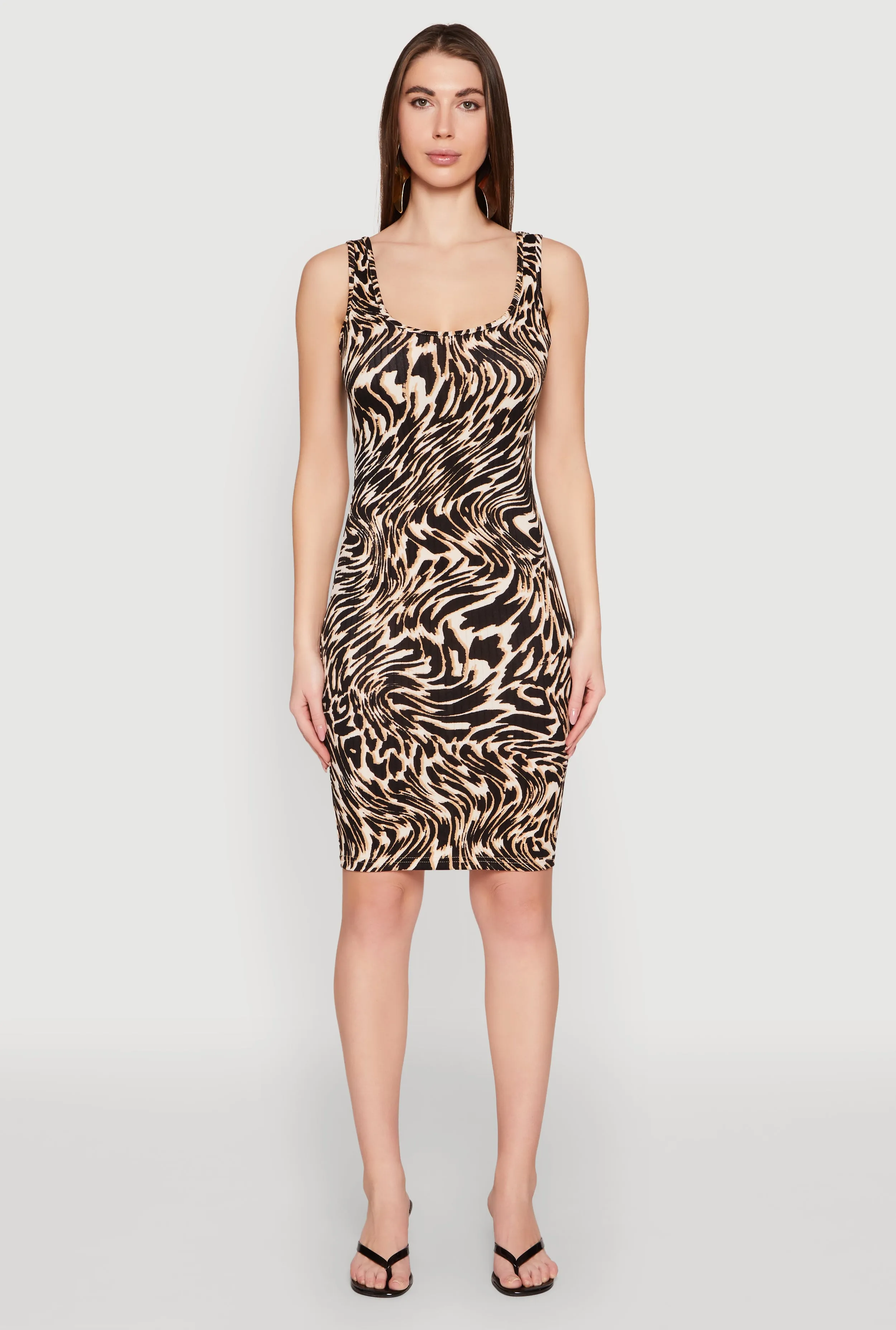 Animal Print Scoop Neck Tank Dress