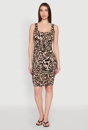 Animal Print Scoop Neck Tank Dress
