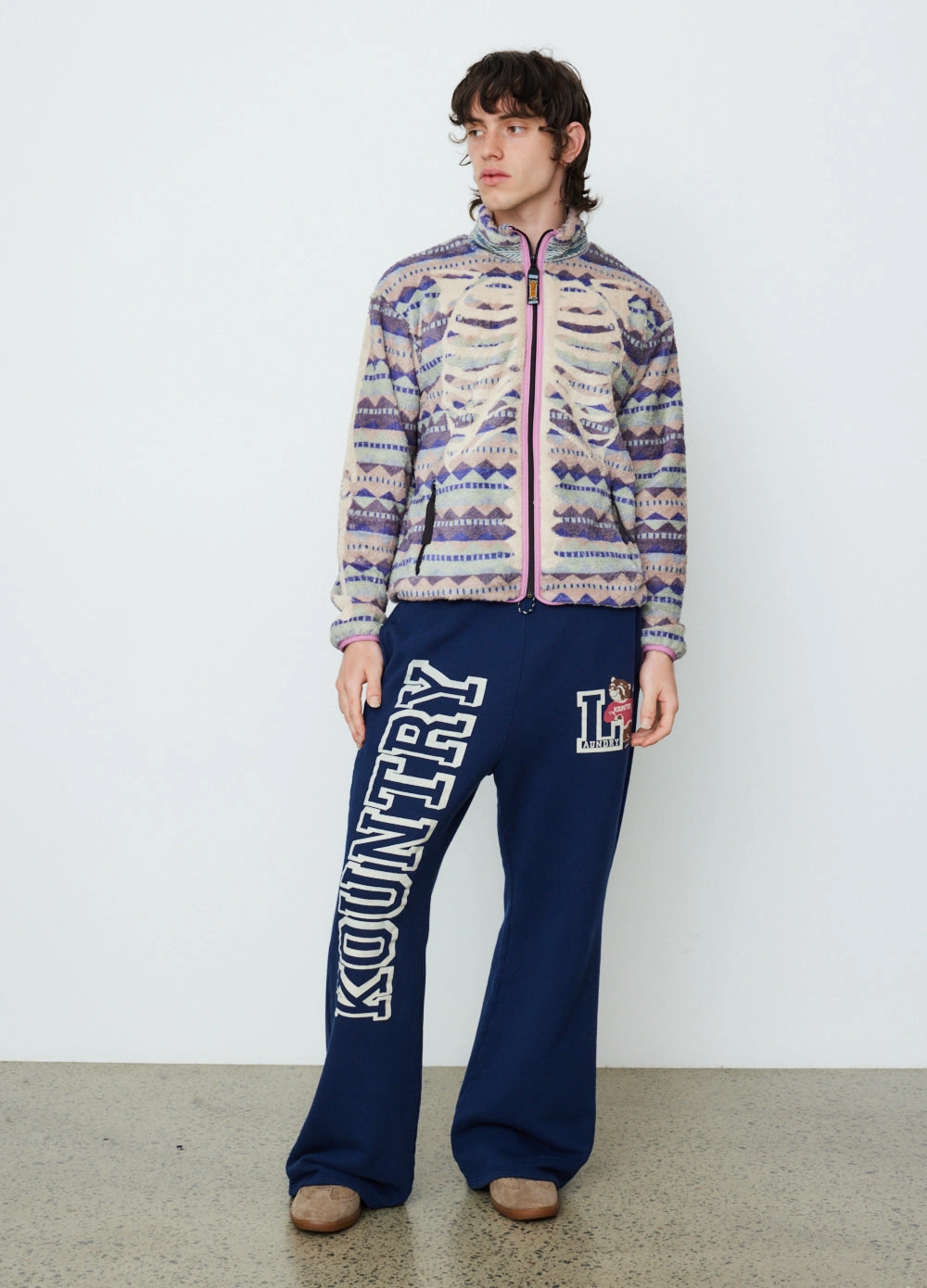Ashland Stripe & Bone Fleece Zip Blouson