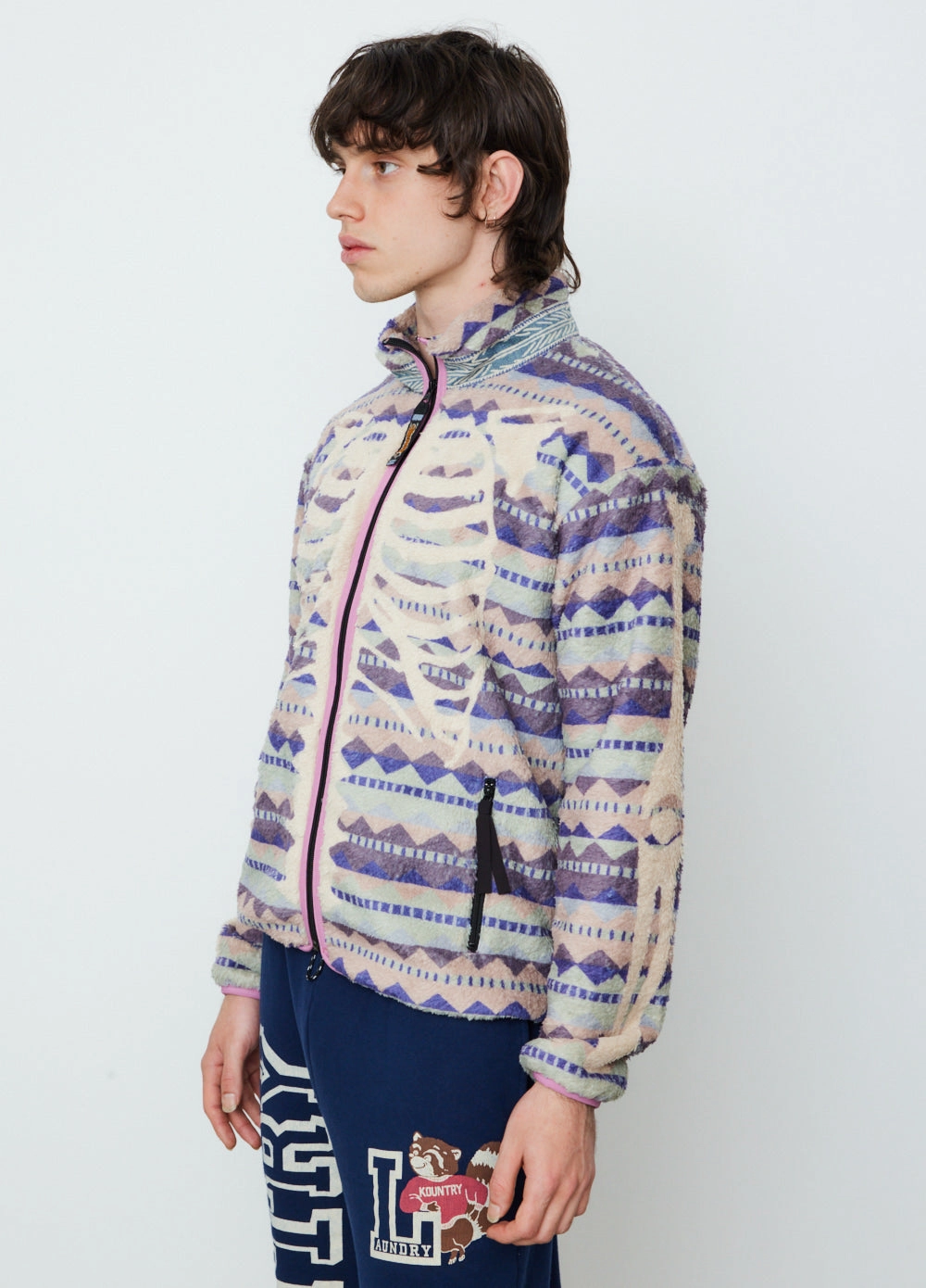 Ashland Stripe & Bone Fleece Zip Blouson