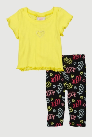 Baby Girls 0-9M Heart Keyhole Graphic Tee and Leggings