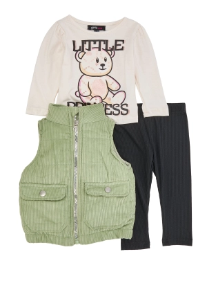 Baby Girls 0-9M Little Princess Graphic Top and Vest with Leggings
