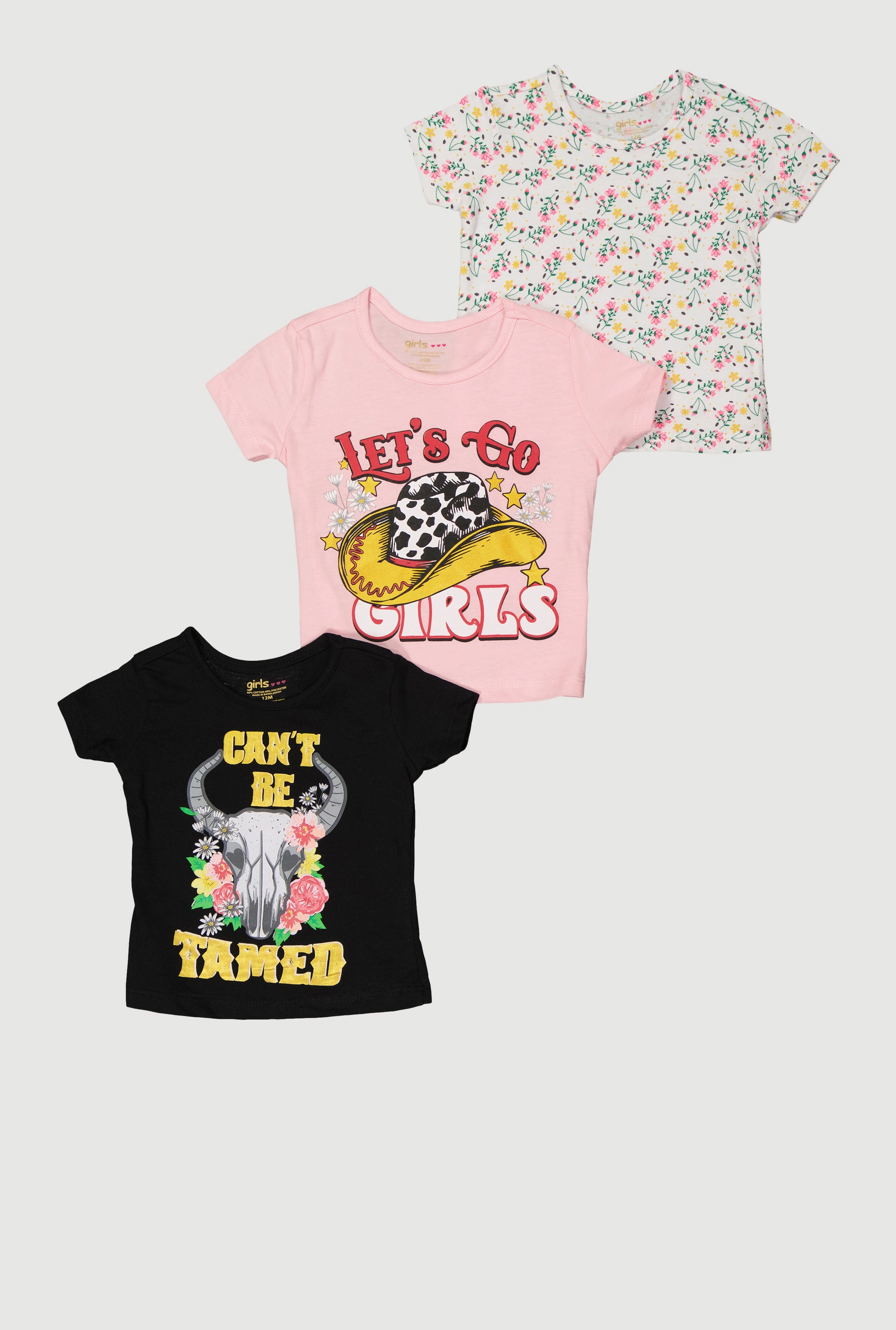Baby Girls 12-24M Western Graphic Tees 3 Pack