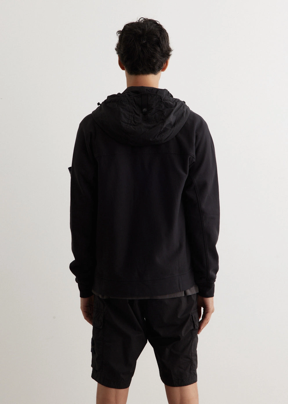 Badge Nylon Panel Hooded Sweatshirt
