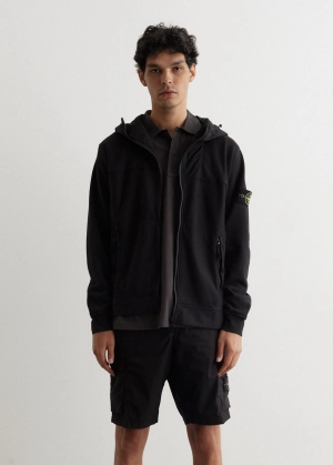 Badge Nylon Panel Hooded Sweatshirt