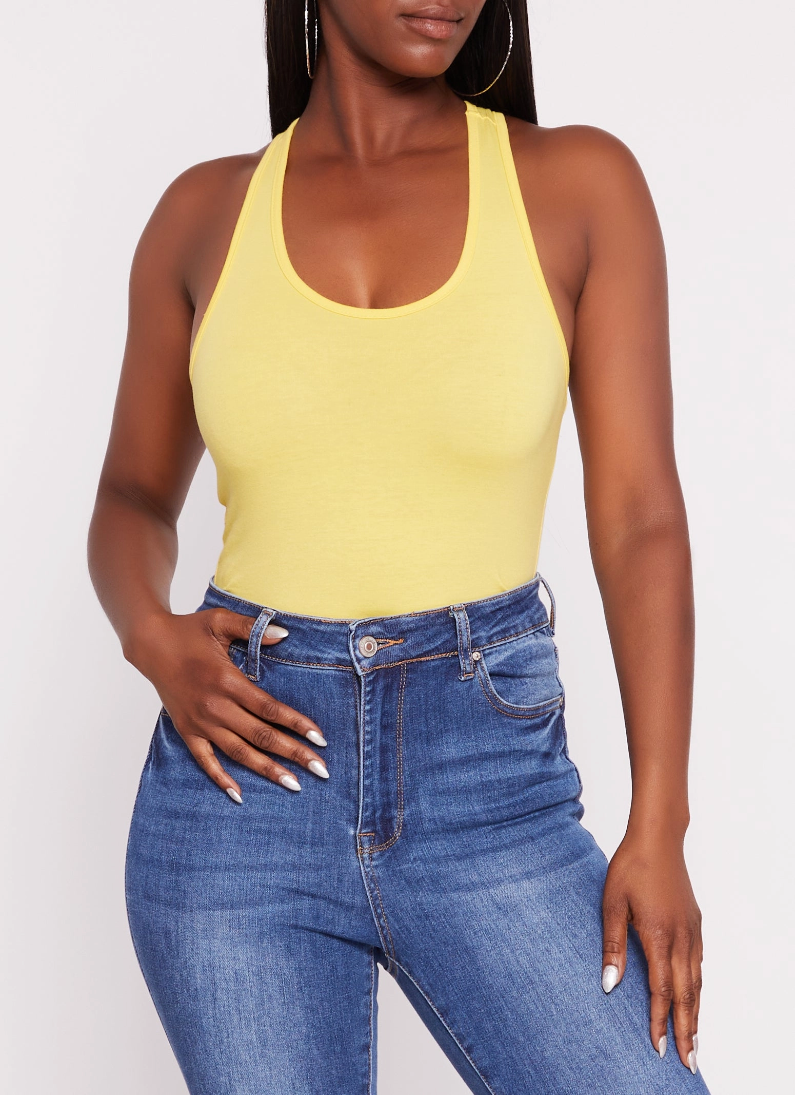 Basic Scoop Neck Racerback Tank Bodysuit