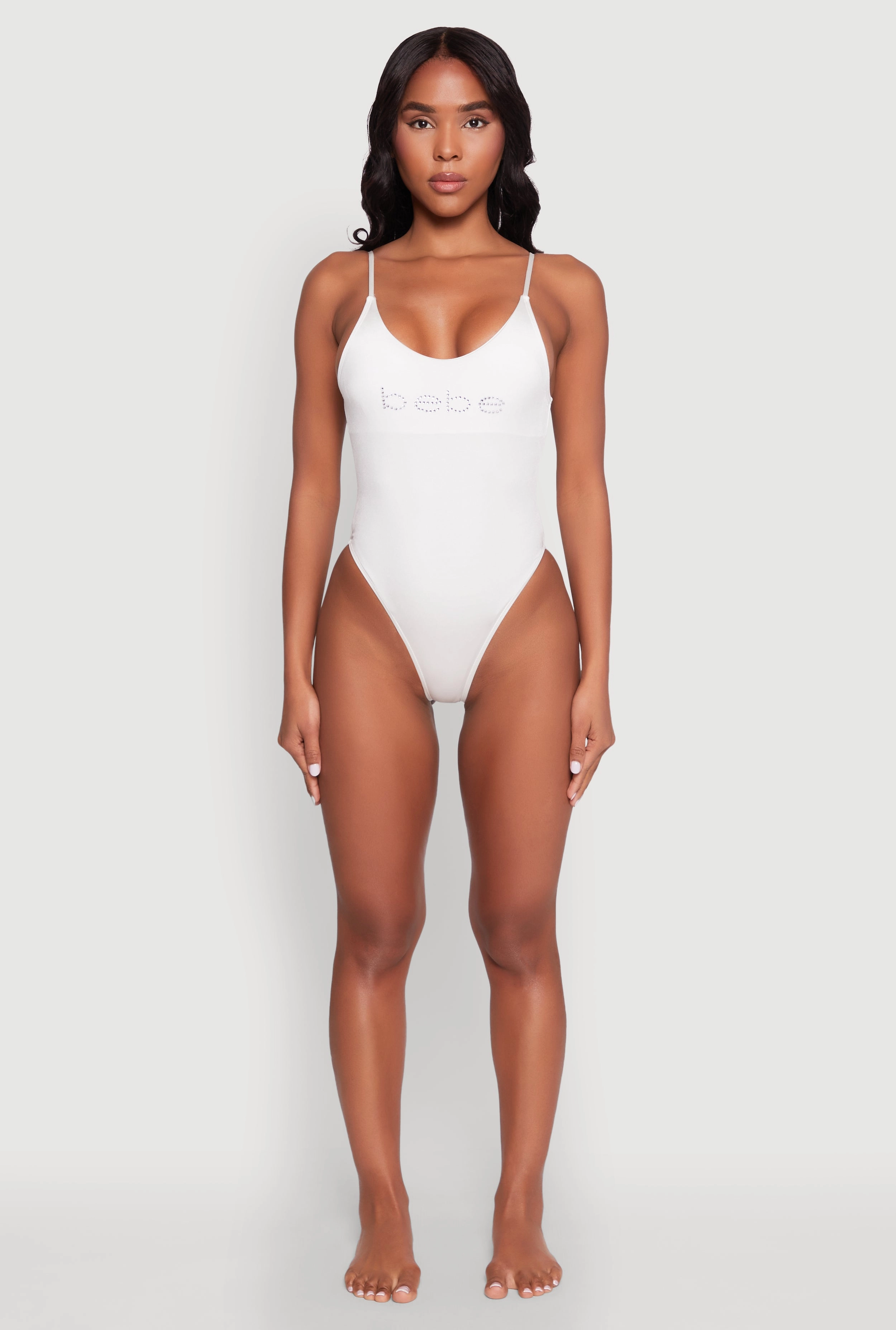 Bebe Rhinestone One Piece Swimsuit