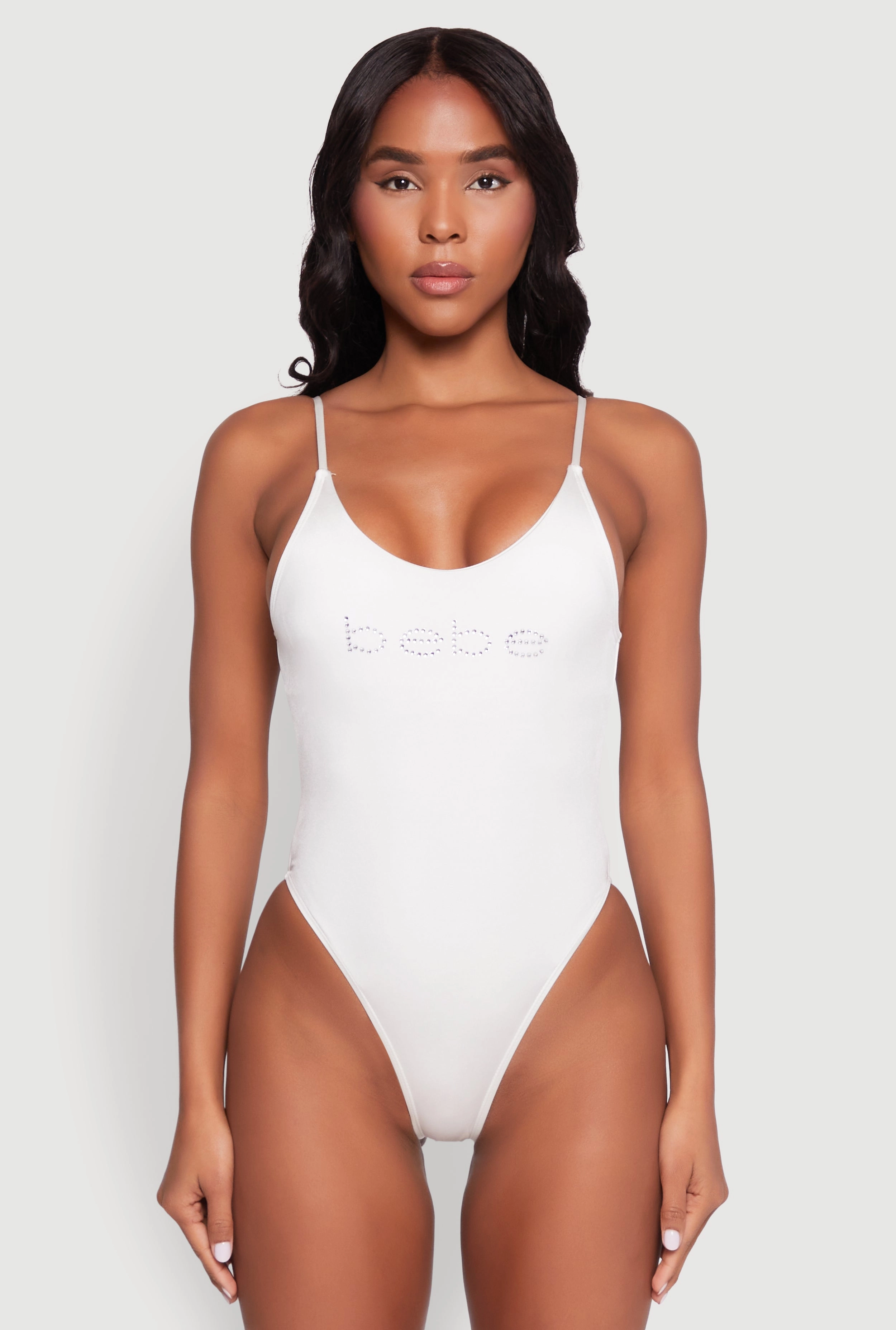 Bebe Rhinestone One Piece Swimsuit