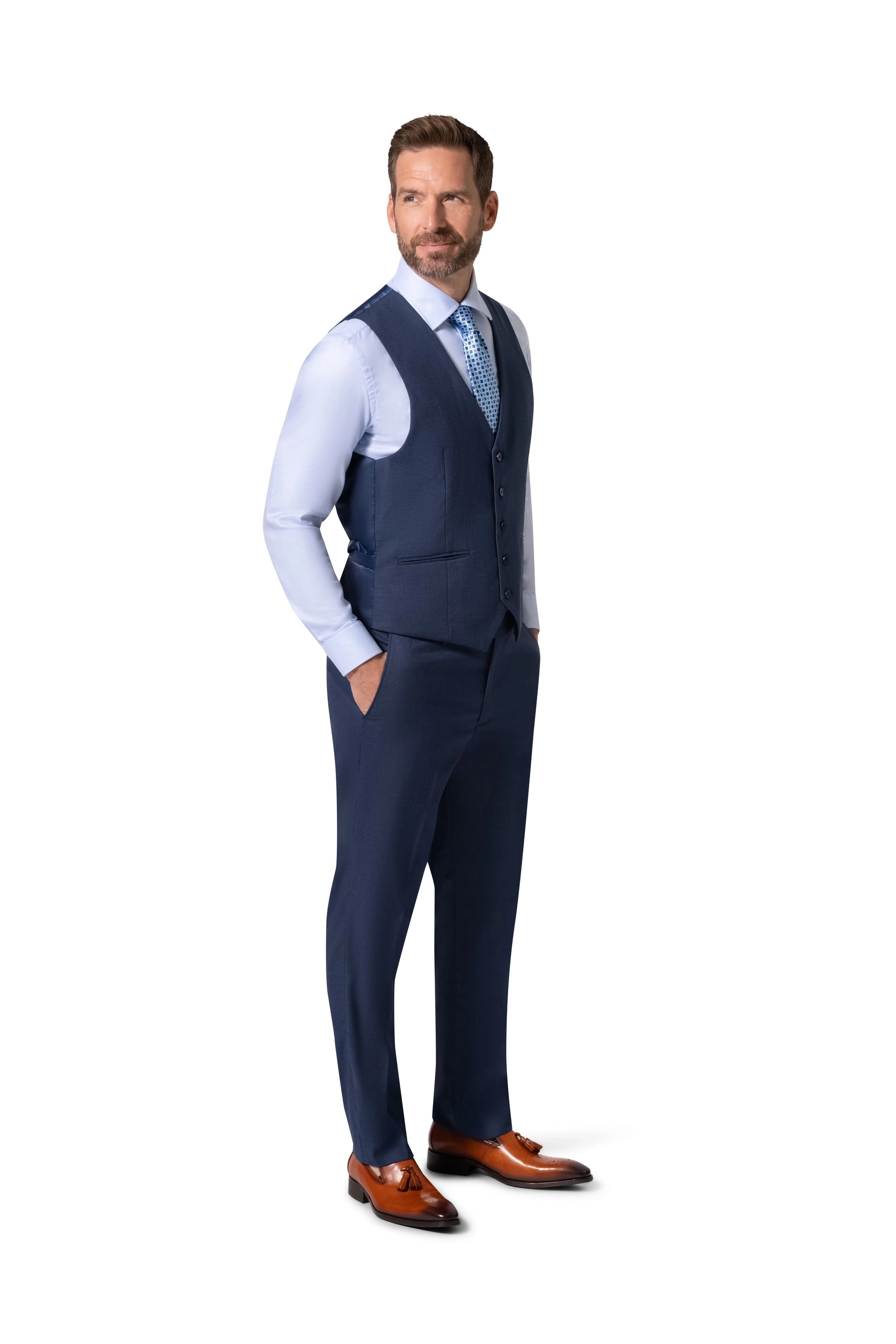 Bergamo Orange MARCO 003 Slim Fit Suit - Blue