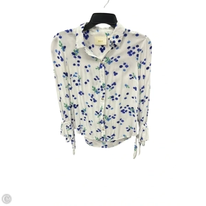Blouse Long Sleeve By Maeve In Blue & White, Size: S