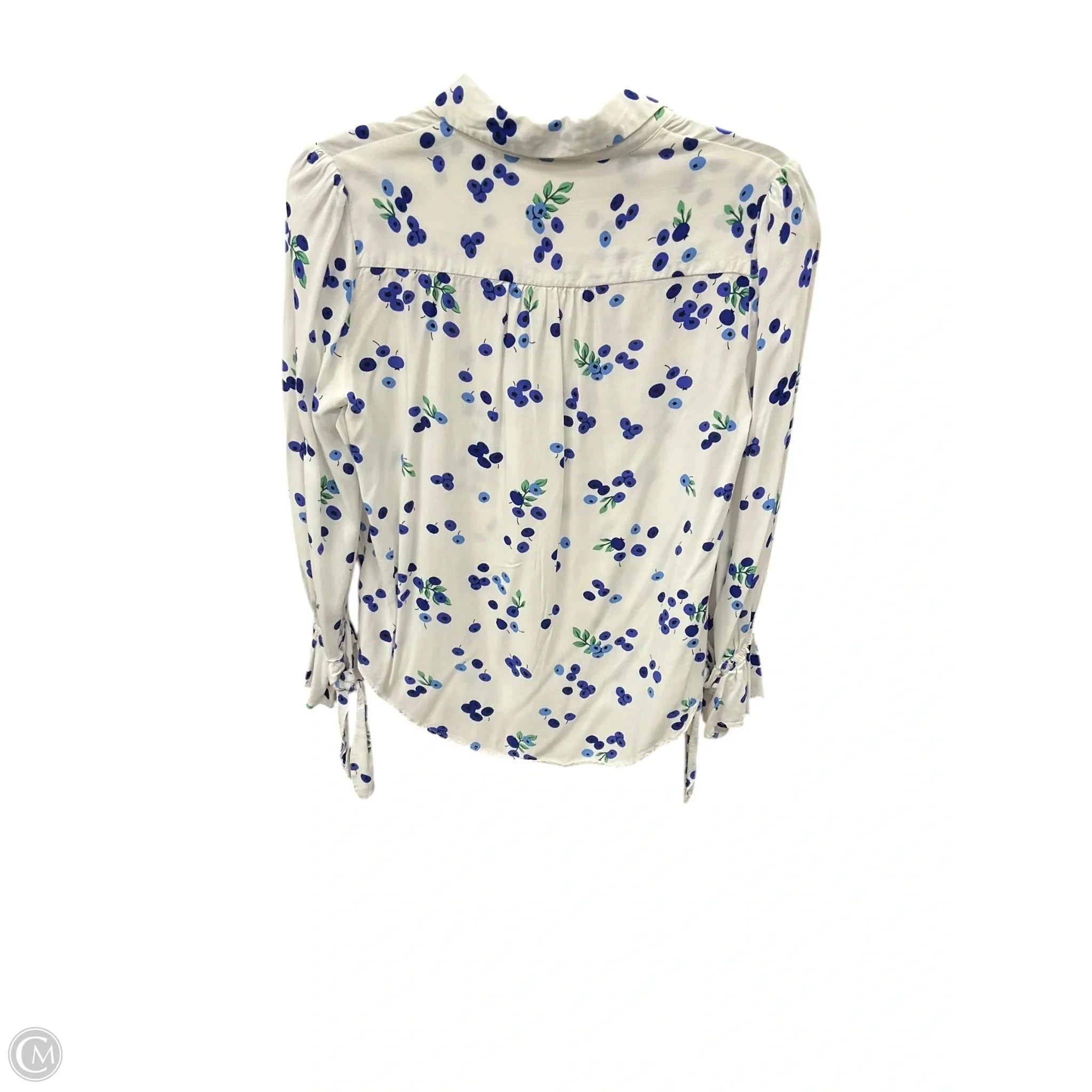 Blouse Long Sleeve By Maeve In Blue & White, Size: S