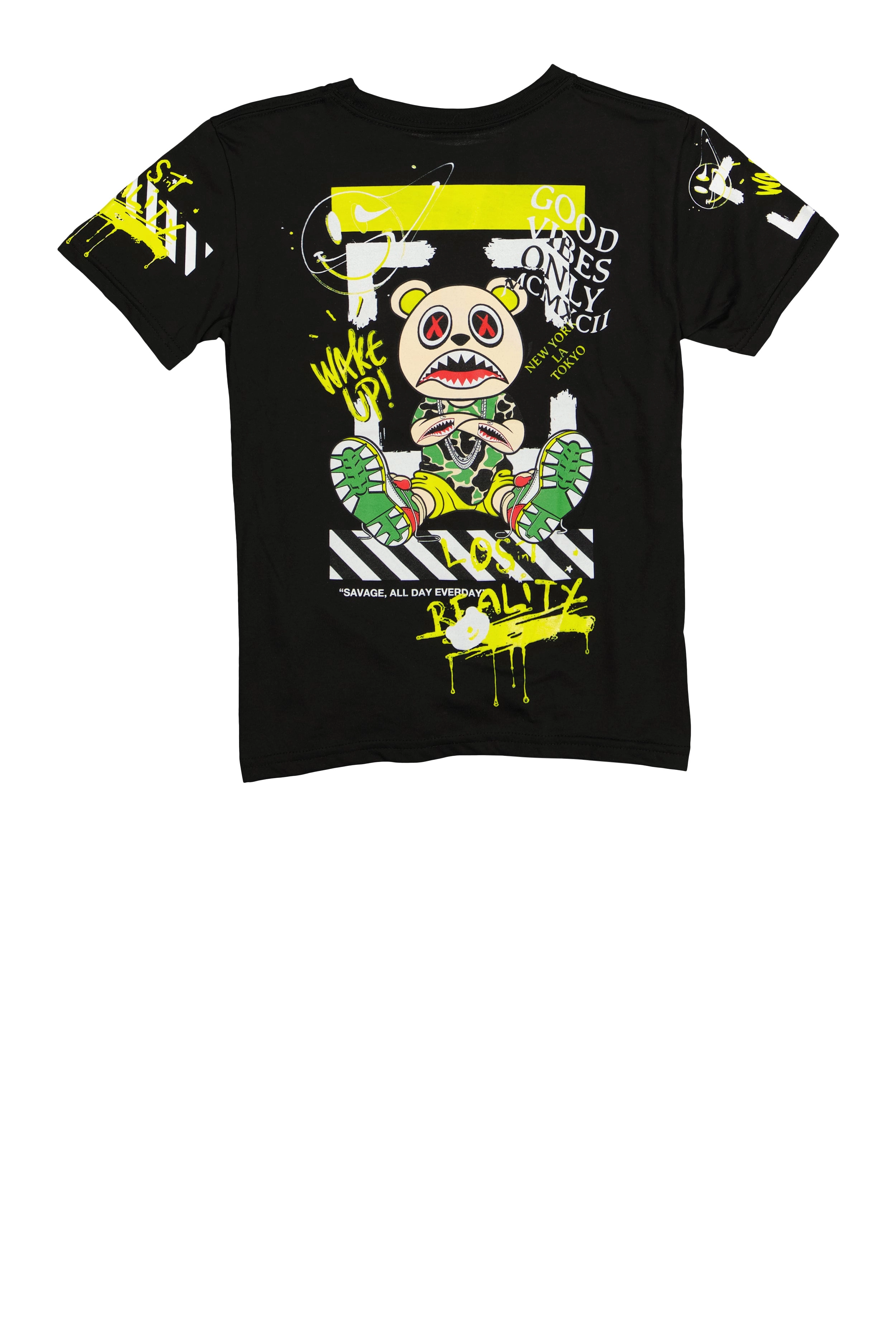 Boys Good Vibes Only Bear Graphic Top