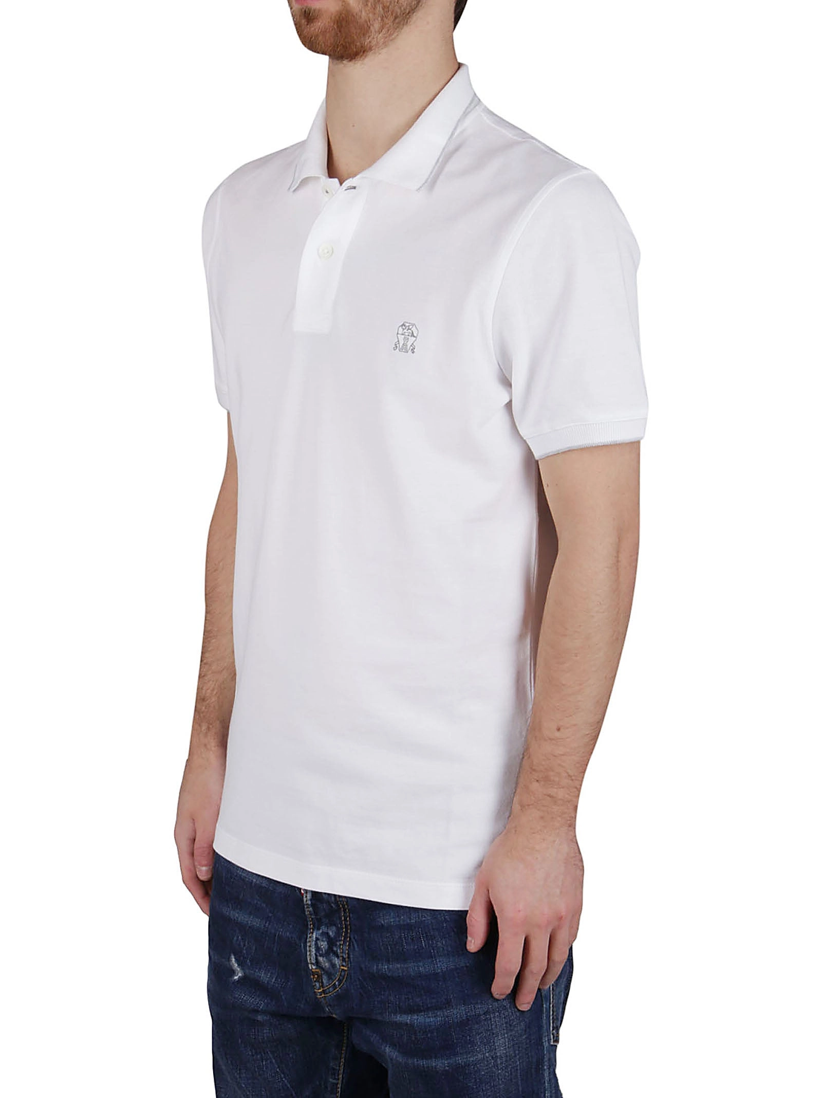 Brunello Cucinelli Logo Embroidered Polo Shirt