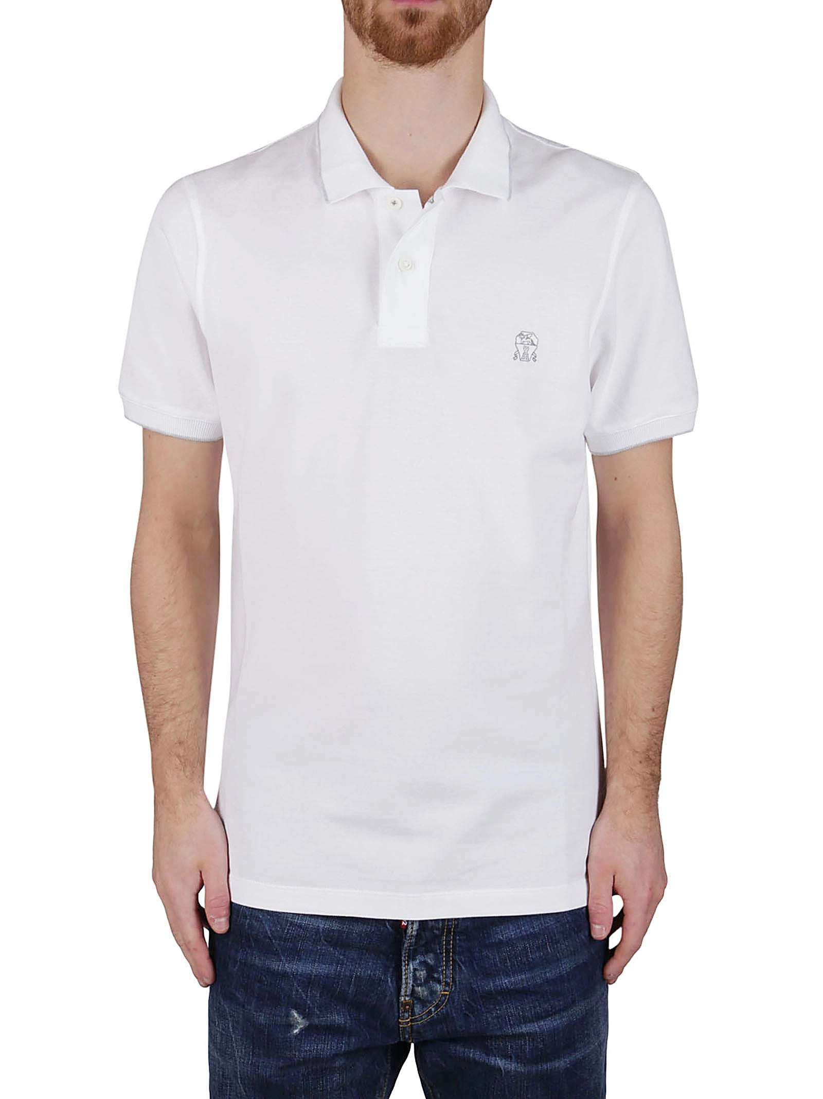 Brunello Cucinelli Logo Embroidered Polo Shirt