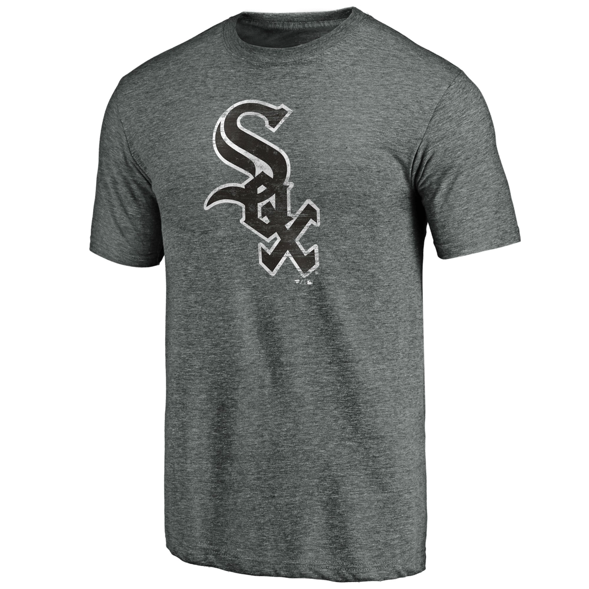 Chicago White Sox Weathered Official Logo Tri-Blend Heather Charcoal Men's T-Shirt