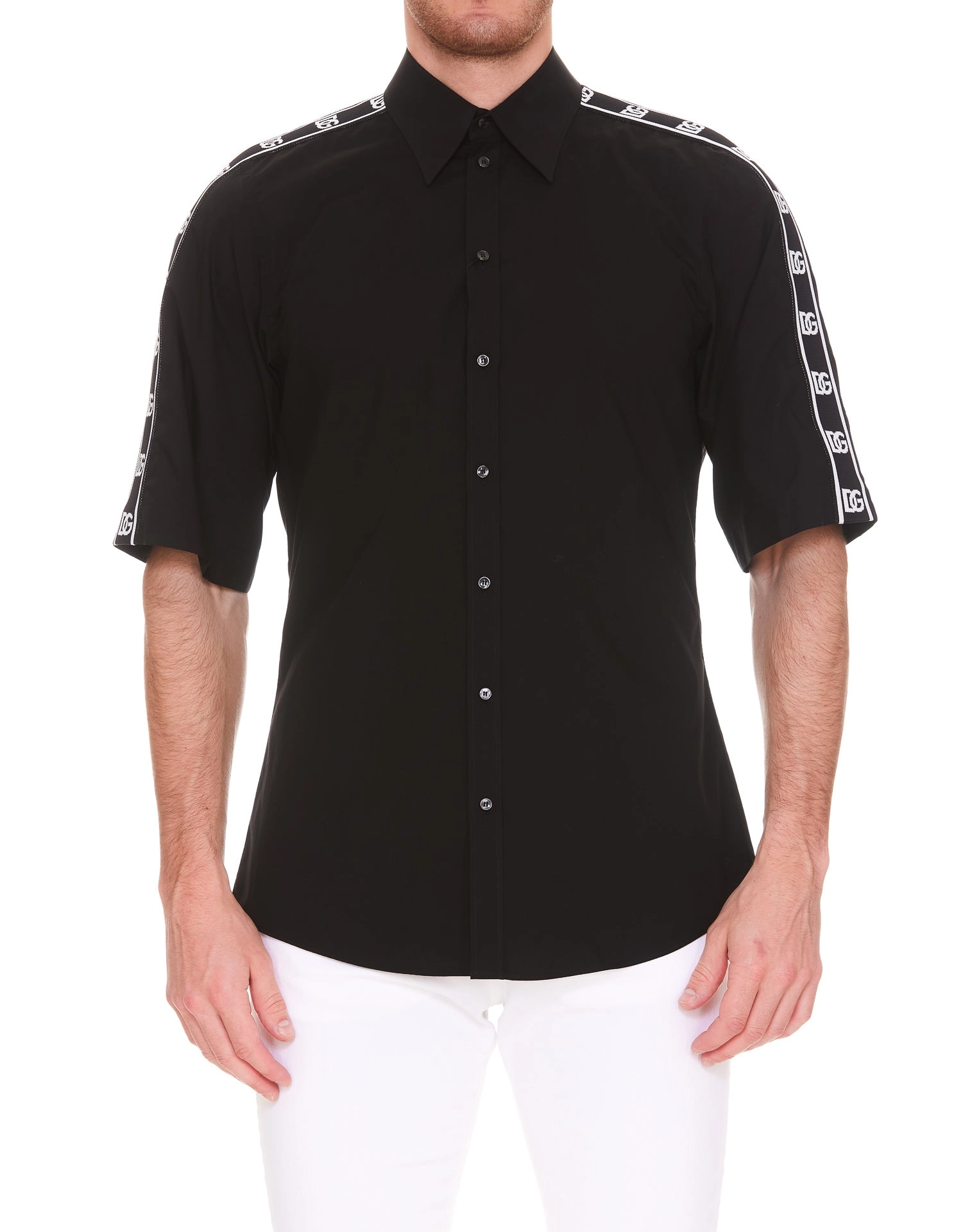 Dolce & Gabbana Logo Panelled Long-Sleeved Shirt