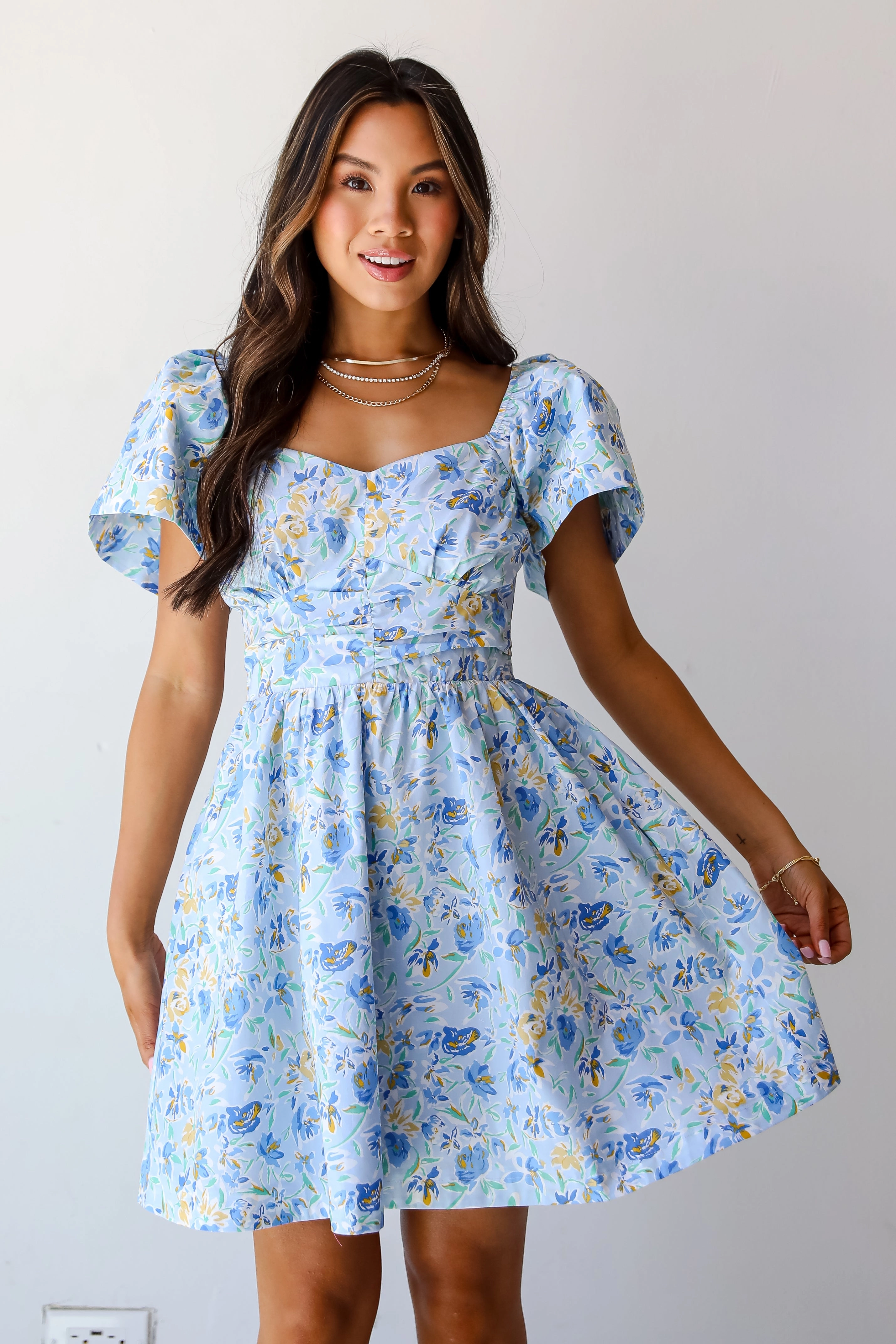 FINAL SALE - Exceedingly Gorgeous Blue Floral Mini Dress