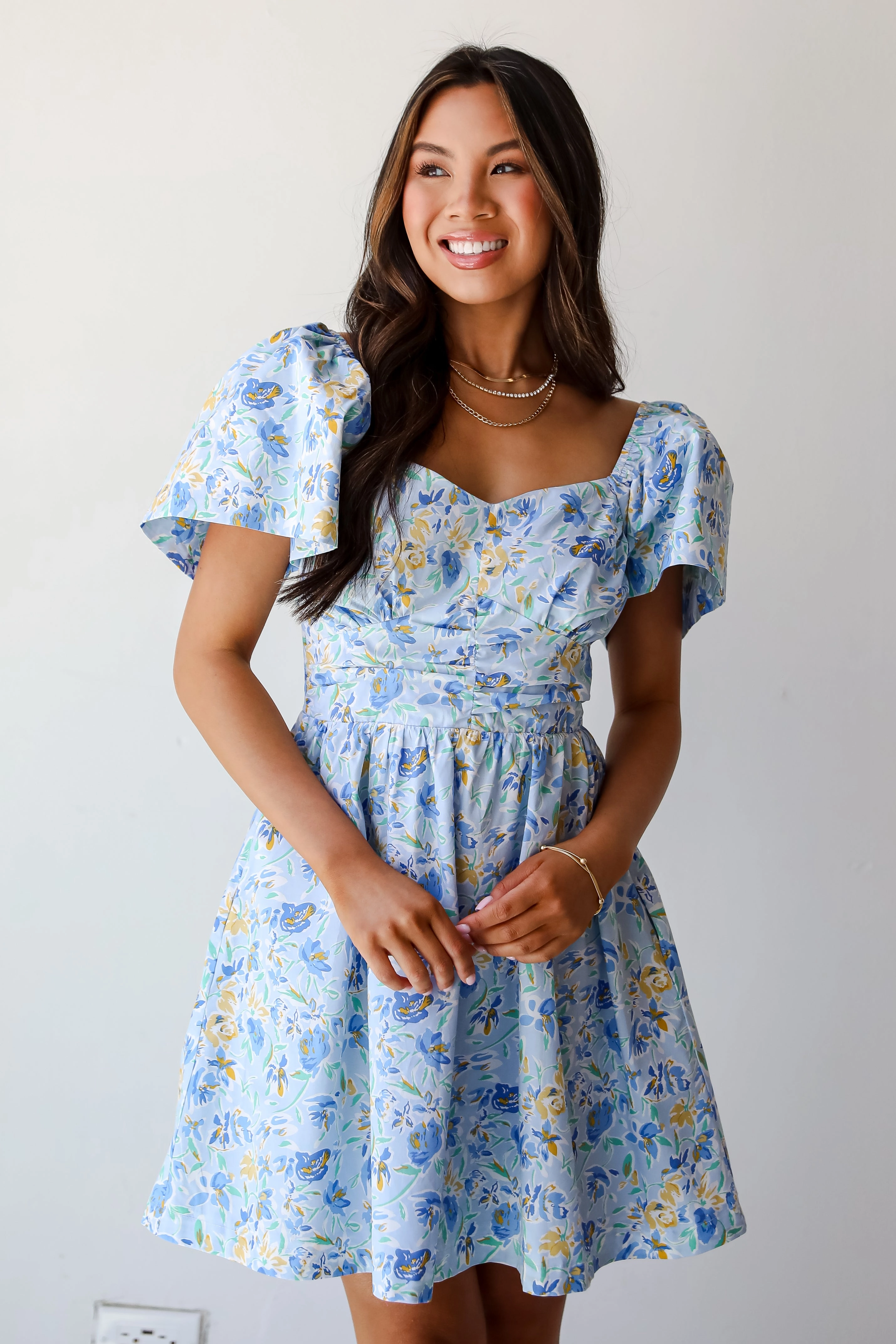 FINAL SALE - Exceedingly Gorgeous Blue Floral Mini Dress