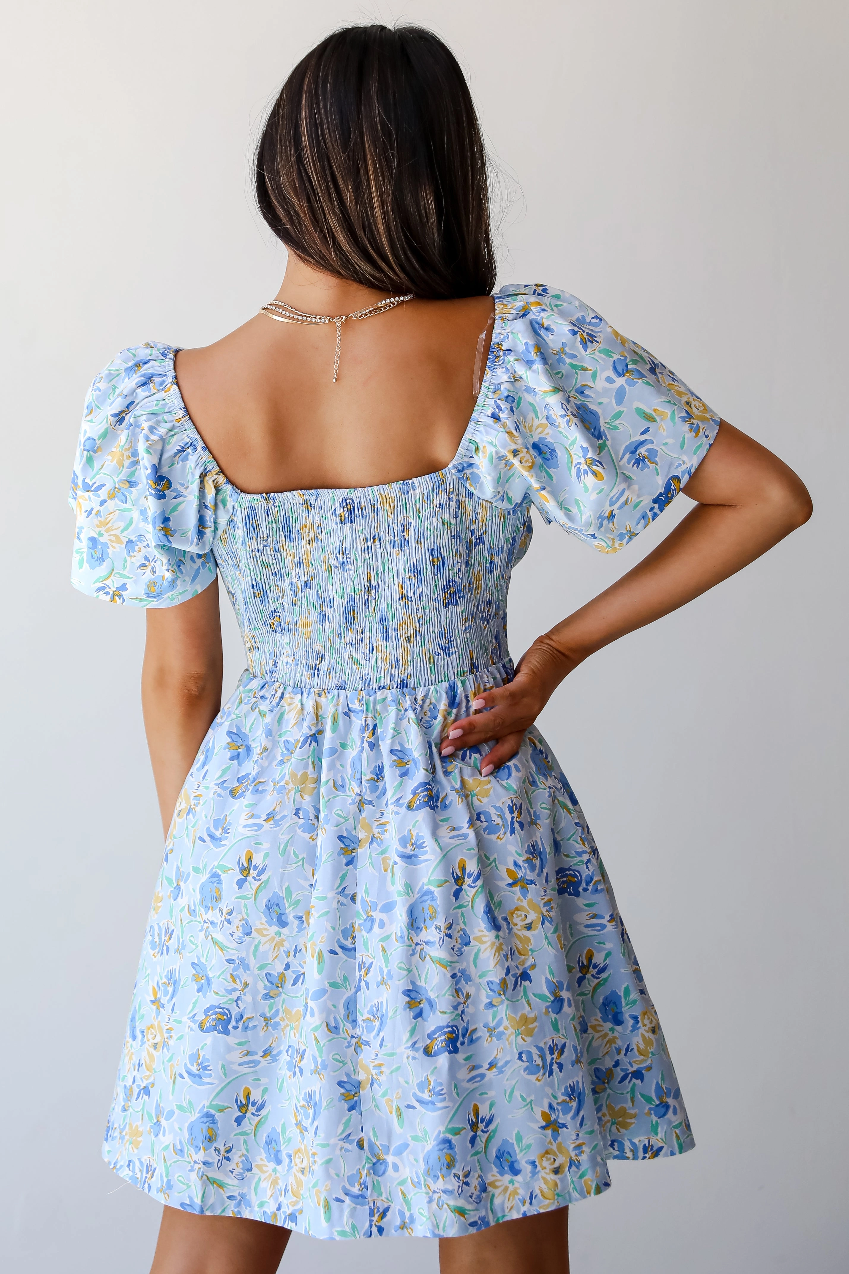 FINAL SALE - Exceedingly Gorgeous Blue Floral Mini Dress