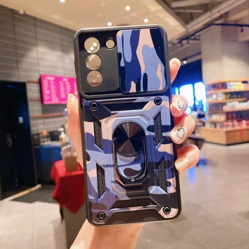 For Samsung Galaxy S21  5G Sliding Camera Cover Design Camouflage Series TPU PC Protective