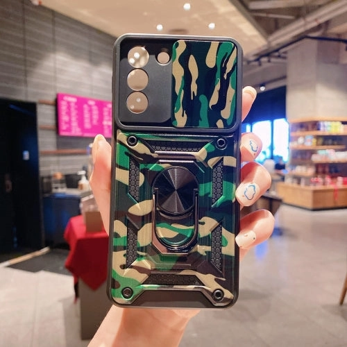 For Samsung Galaxy S21  5G Sliding Camera Cover Design Camouflage Series TPU PC Protective