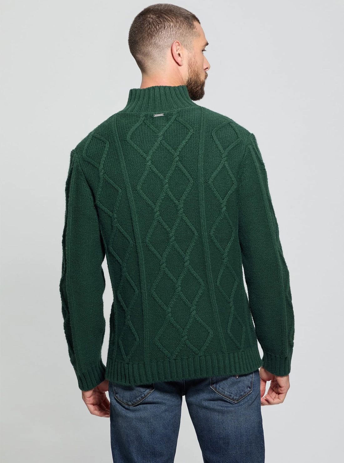 Green Diamond Cable Knit Jumper