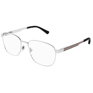 Gucci Men's Eyeglasses - Silver Metal Full Rim Square Frame Demo Lens | GG12250 001
