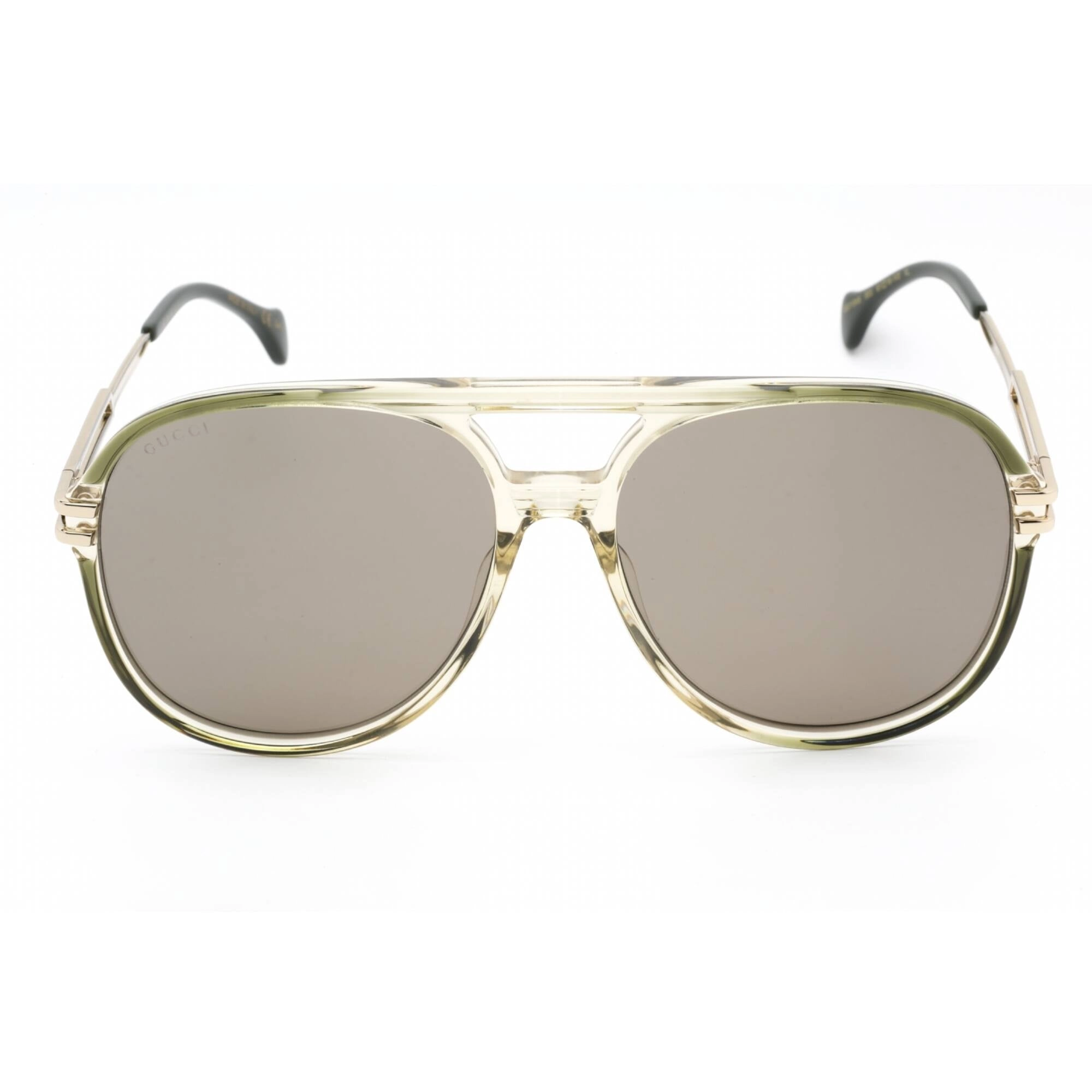 Gucci Men's Sunglasses - Green/Gold Plastic Aviator Full Rim Frame | GG1104S 003