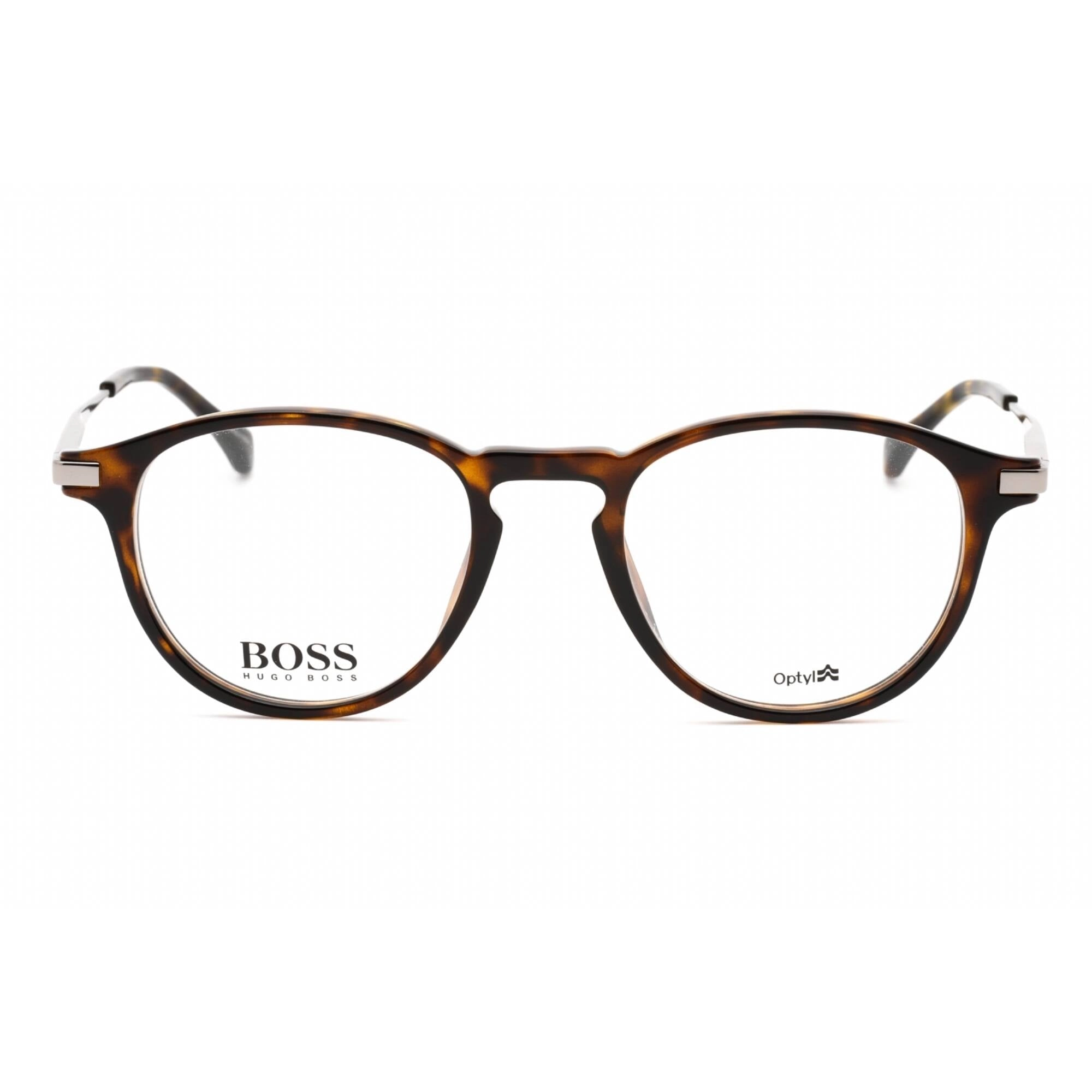 Hugo Boss Men's Eyeglasses - Dark Havana Round Full Rim Plastic Frame | Boss 1093 086