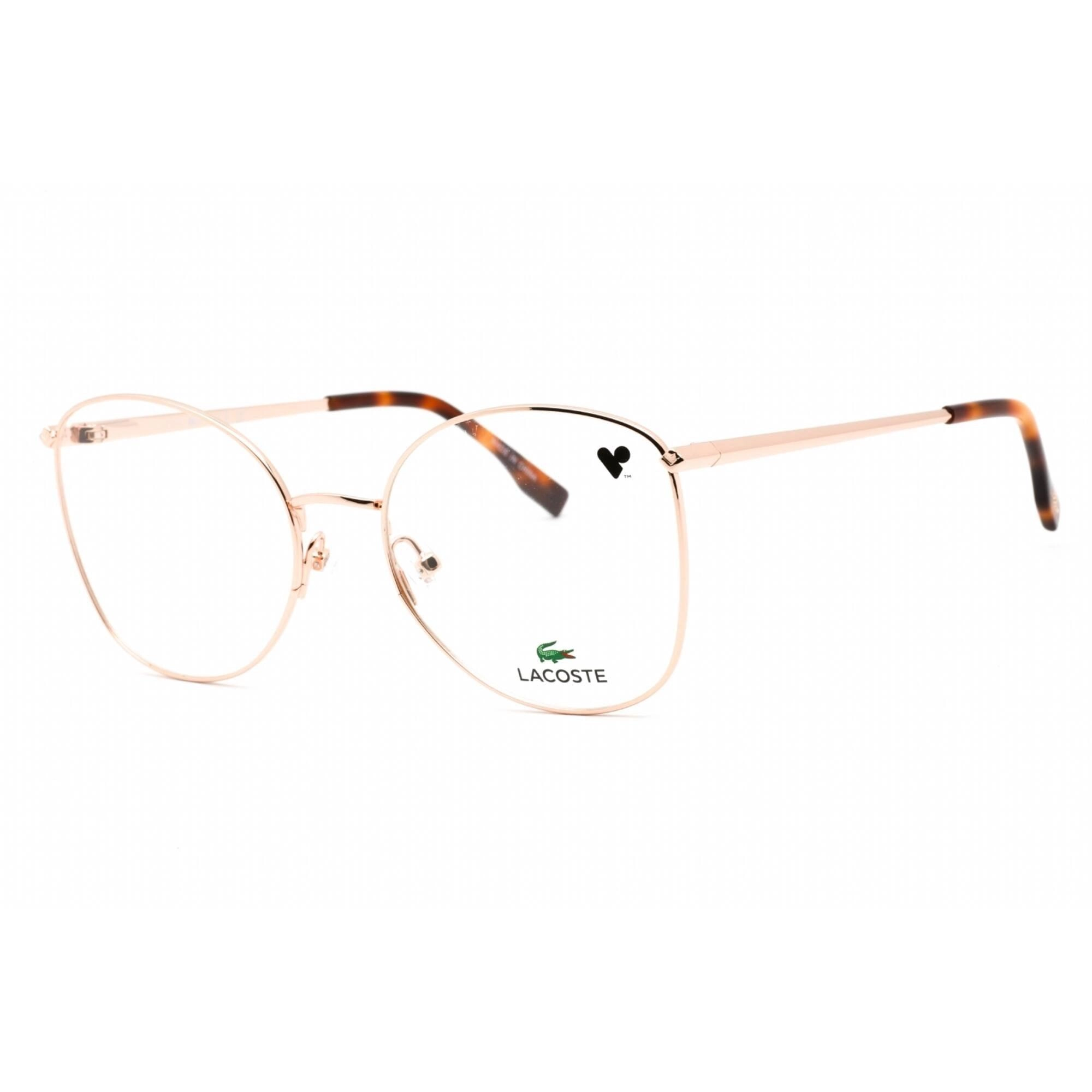 Lacoste Women's Eyeglasses - Clear Demo Lens Rose Gold Rectangular Frame | L2260 757
