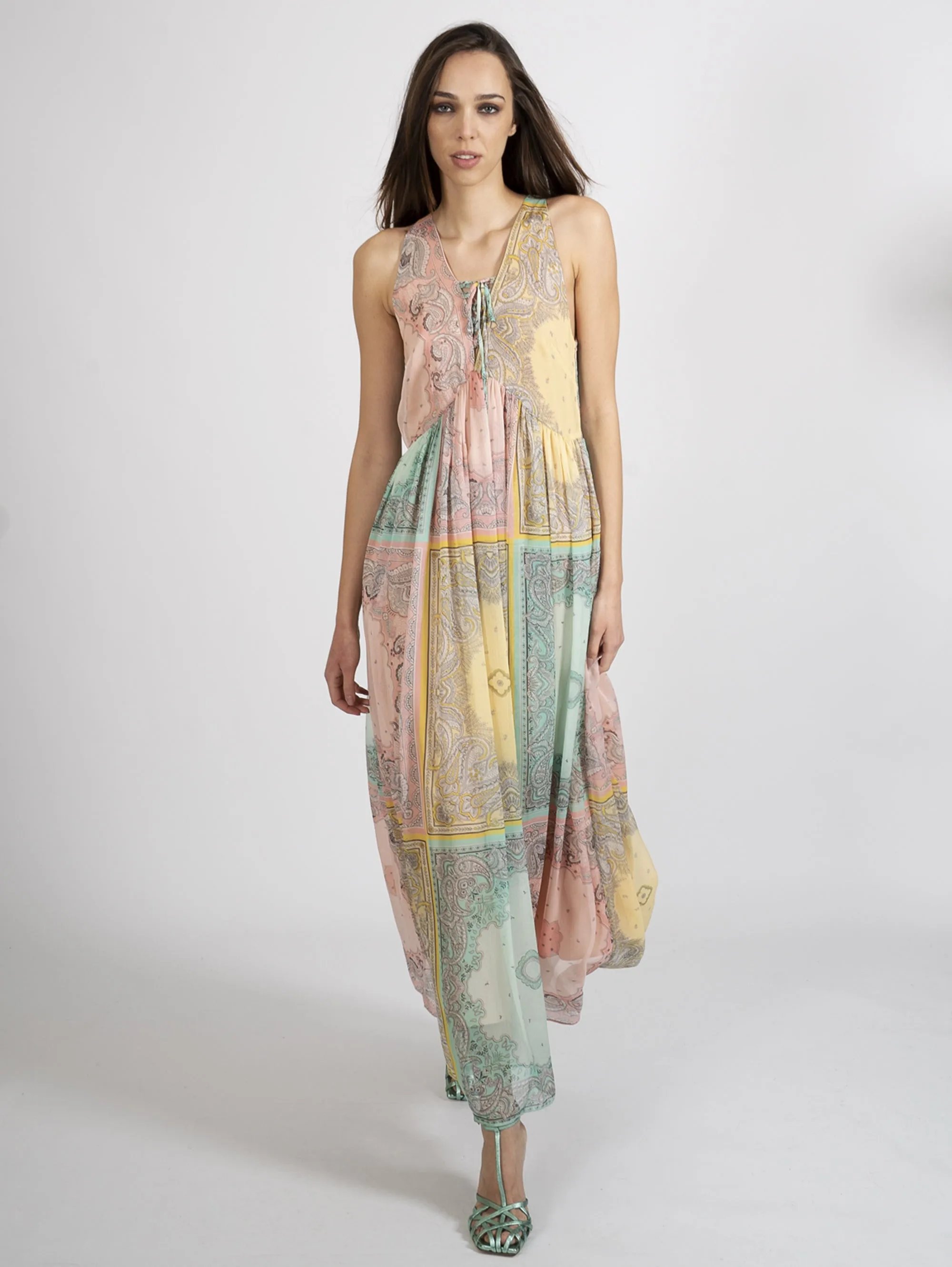 Long Dress Multicolor Bandana Print