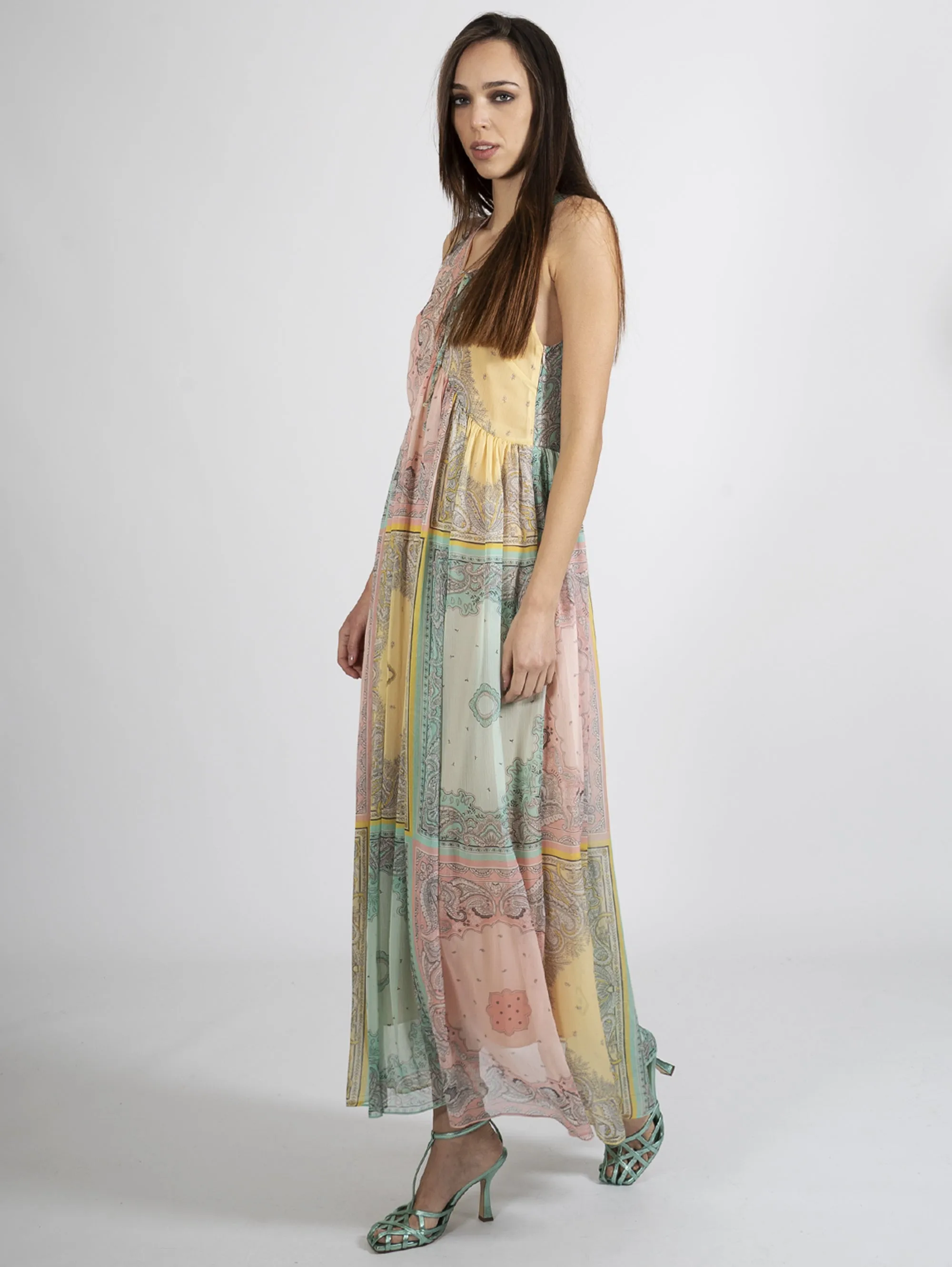 Long Dress Multicolor Bandana Print