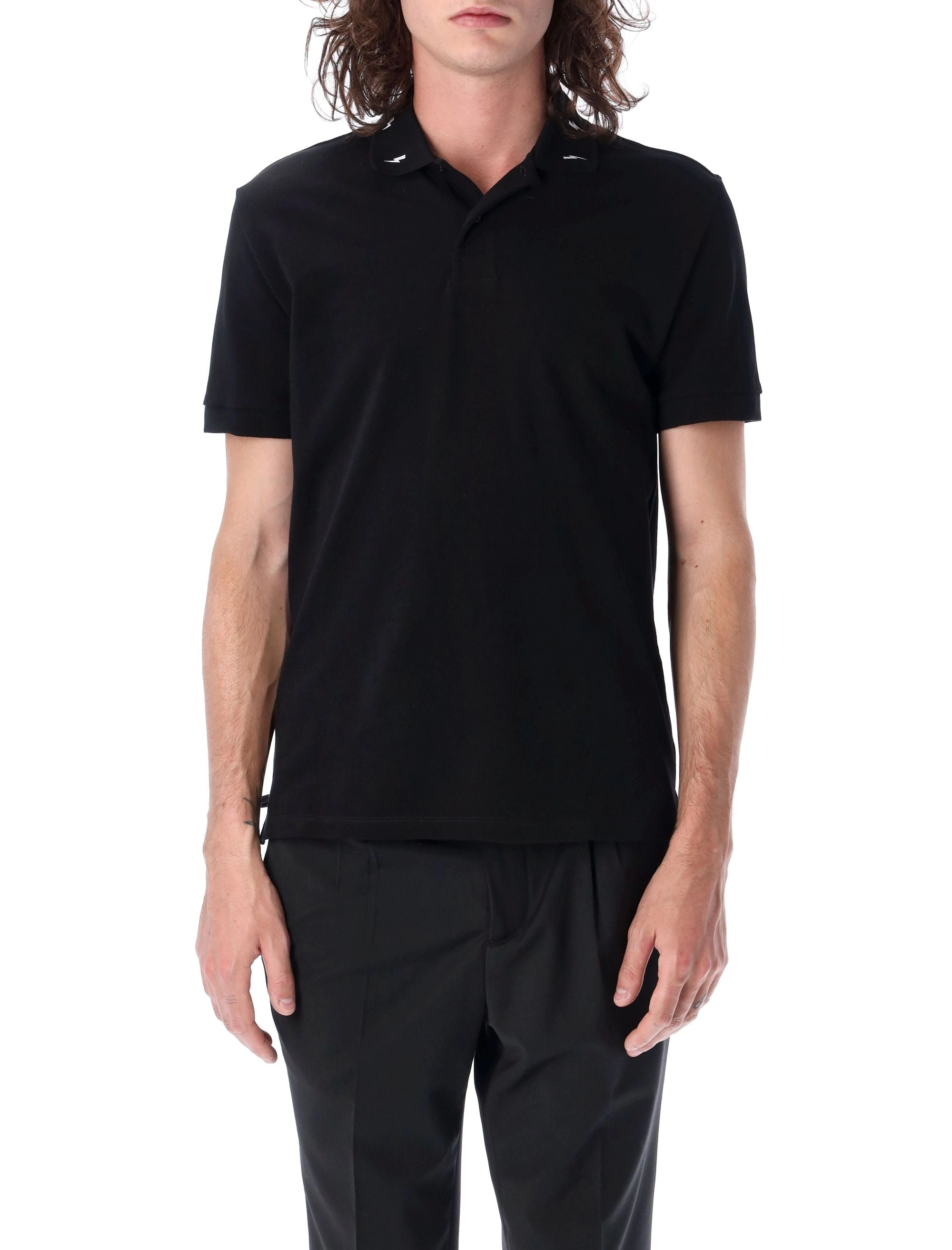 Neil Barrett Thunderbolt Print Polo Shirt