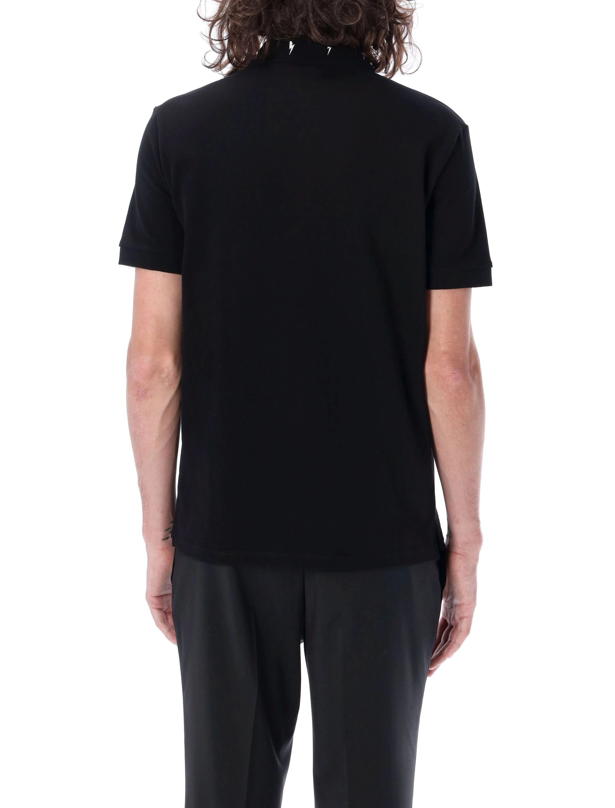Neil Barrett Thunderbolt Print Polo Shirt
