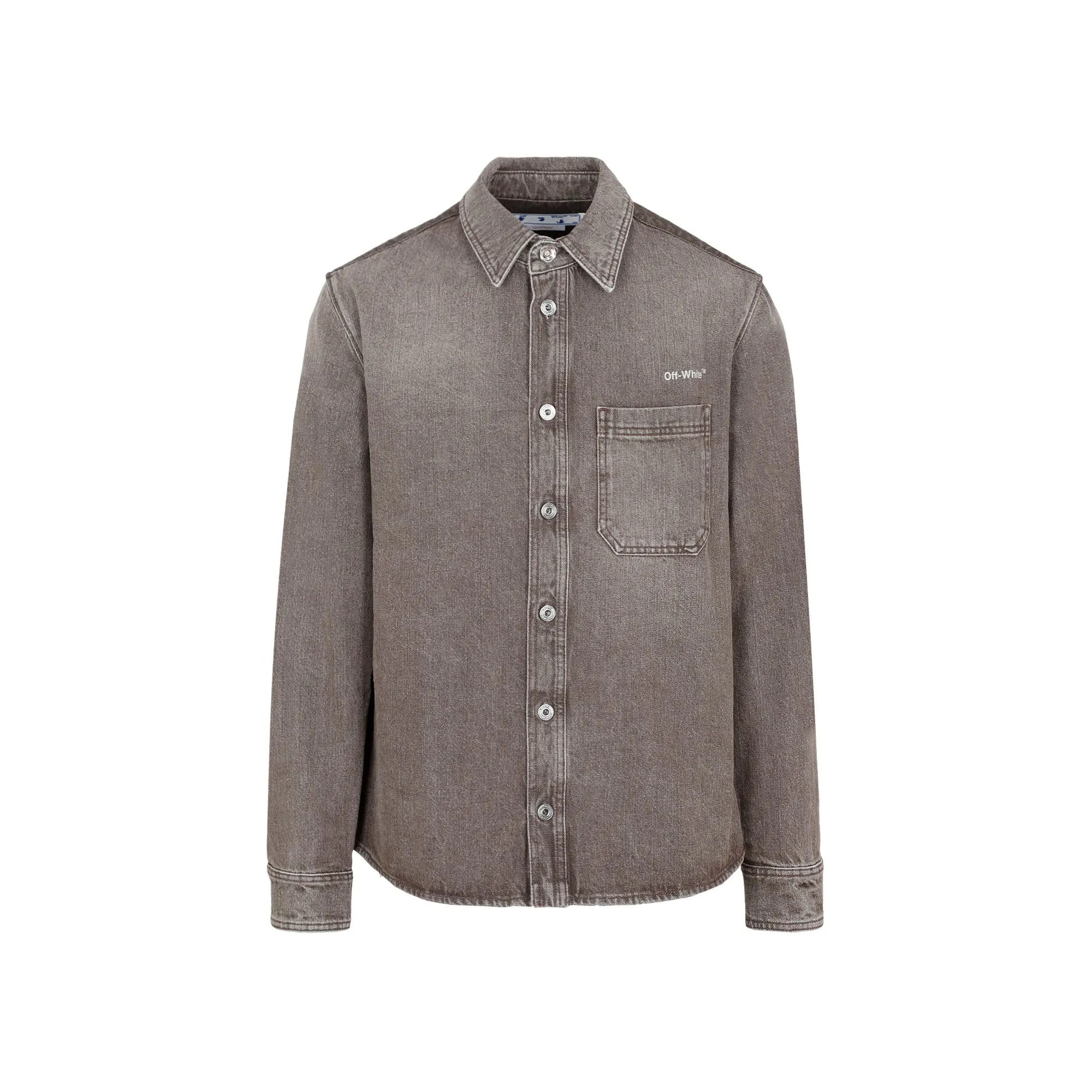 Off-White Buttoned Long-Sleeved Denim Shirt