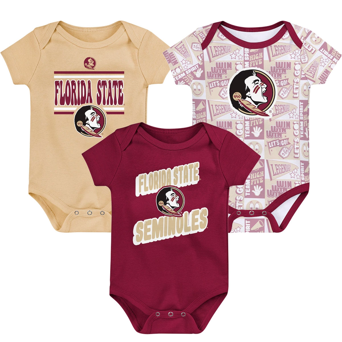 Outerstuff Infant Florida State Seminoles 3pc Creeper Set - Garnet/Gold/White