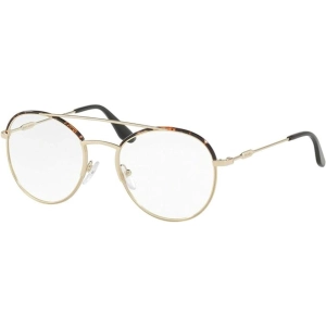 Prada Women's Eyeglasses - Dark Havana Pale Gold Metal Frame | PRADA 0PR55UV 2AU1O151