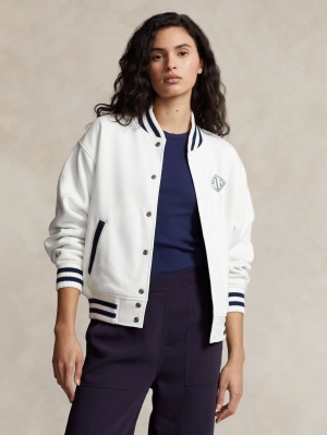 Reversible College Style Bomber Jacket White/Blue