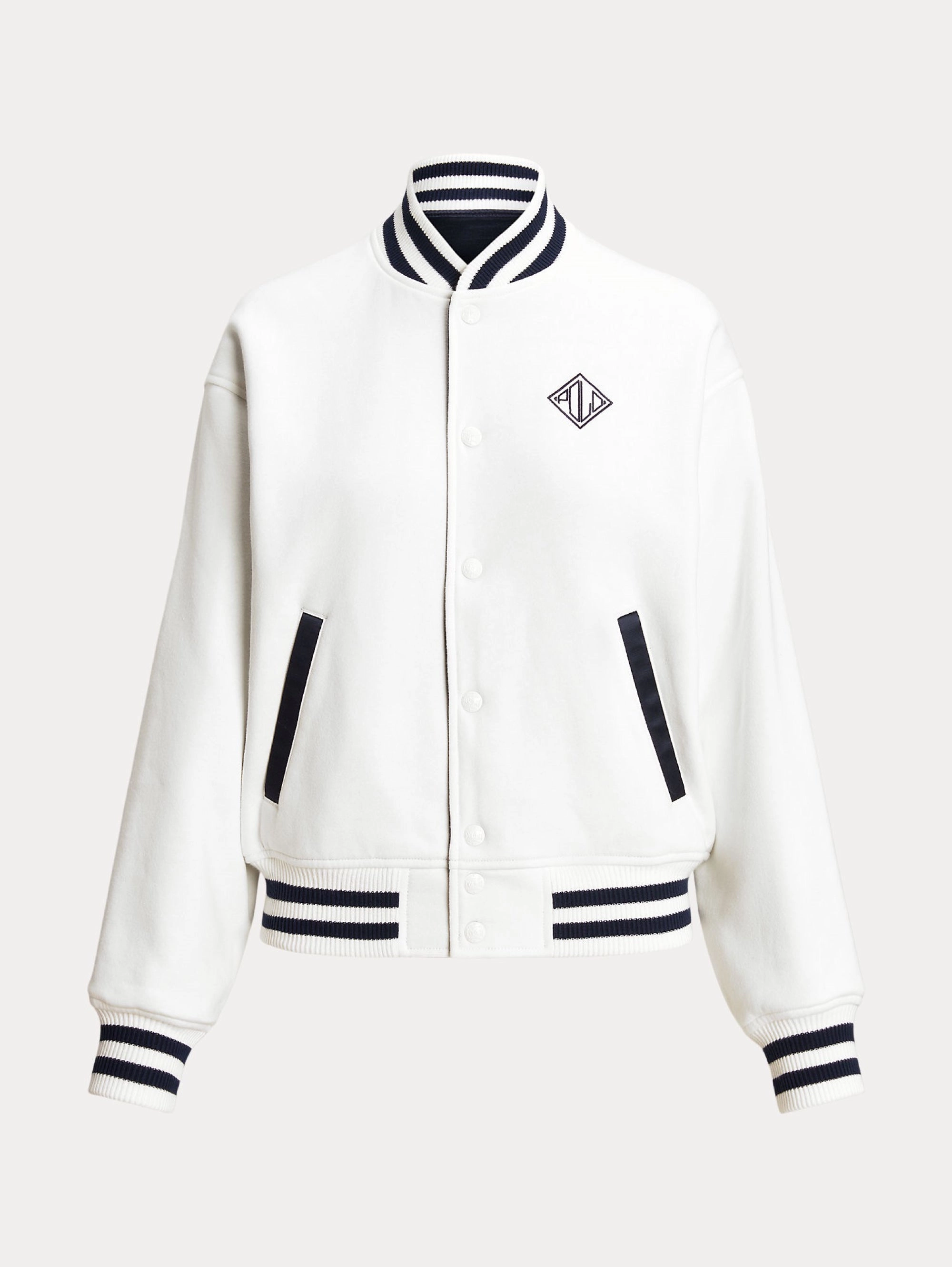 Reversible College Style Bomber Jacket White/Blue