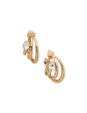 Ribbed 3 Row Hoop Clip Earrings