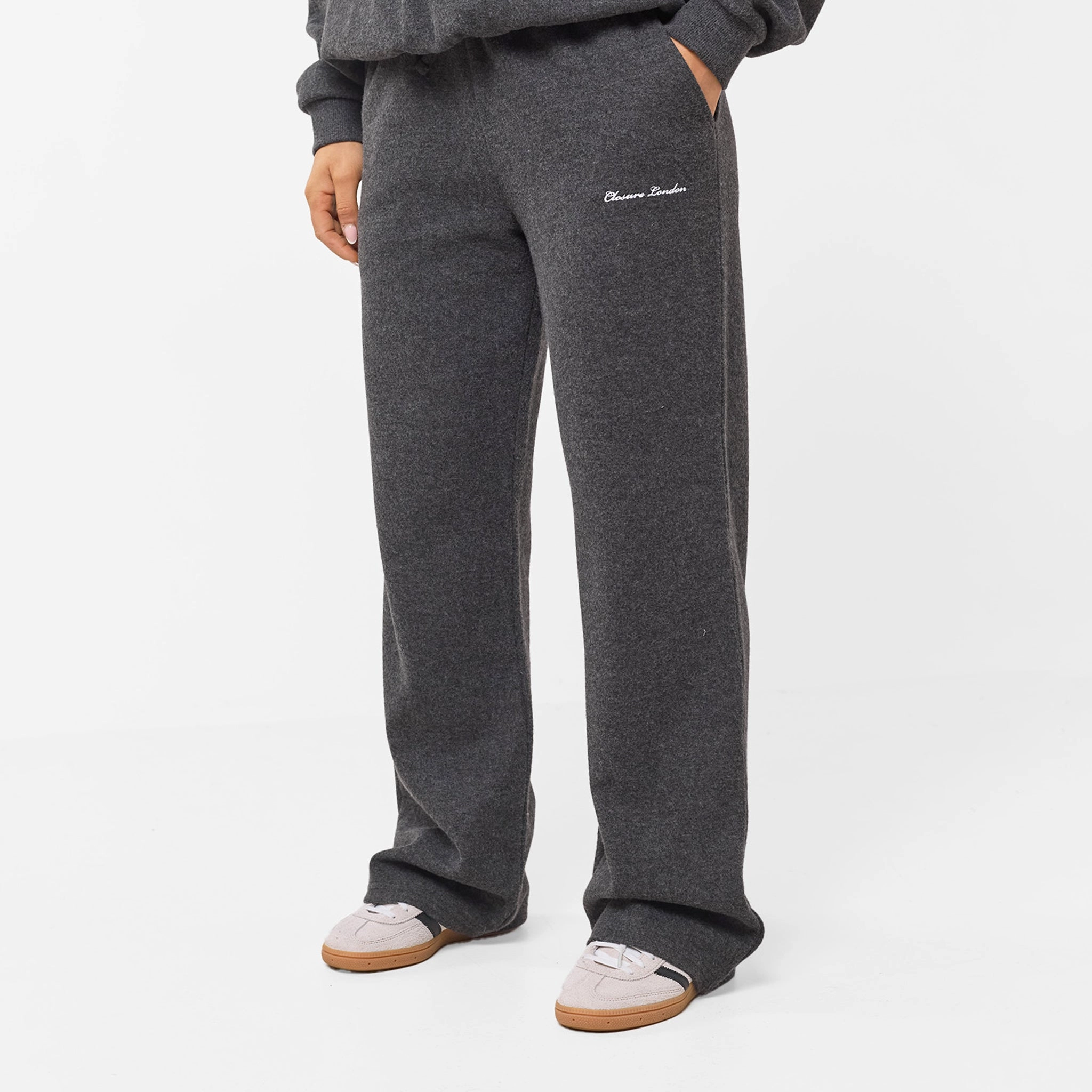 Soft Knit Wide Leg Pant I Charcoal