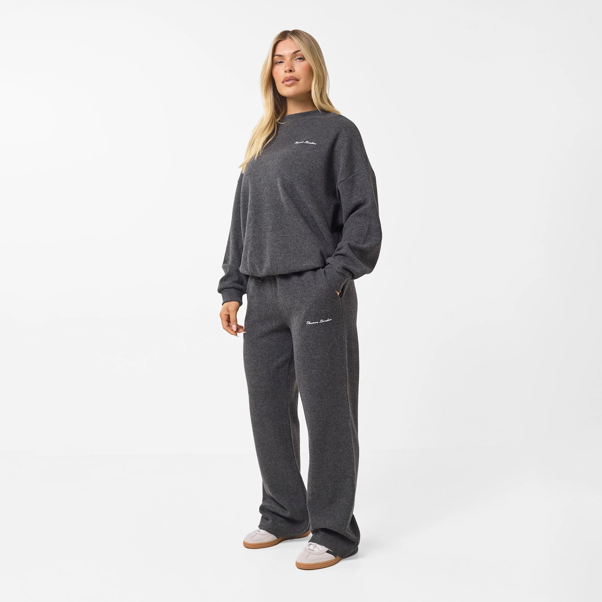 Soft Knit Wide Leg Pant I Charcoal