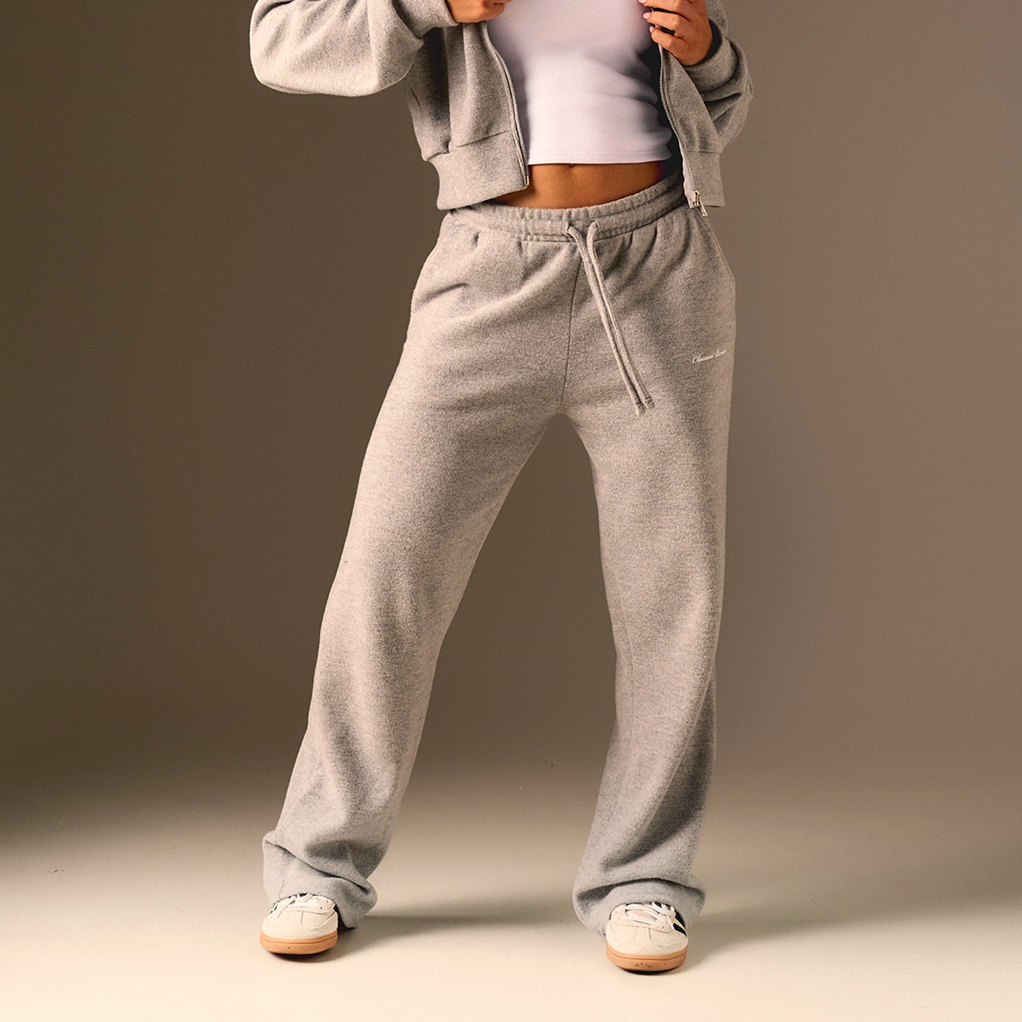 Soft Knit Wide Leg Pant I Grey Marl