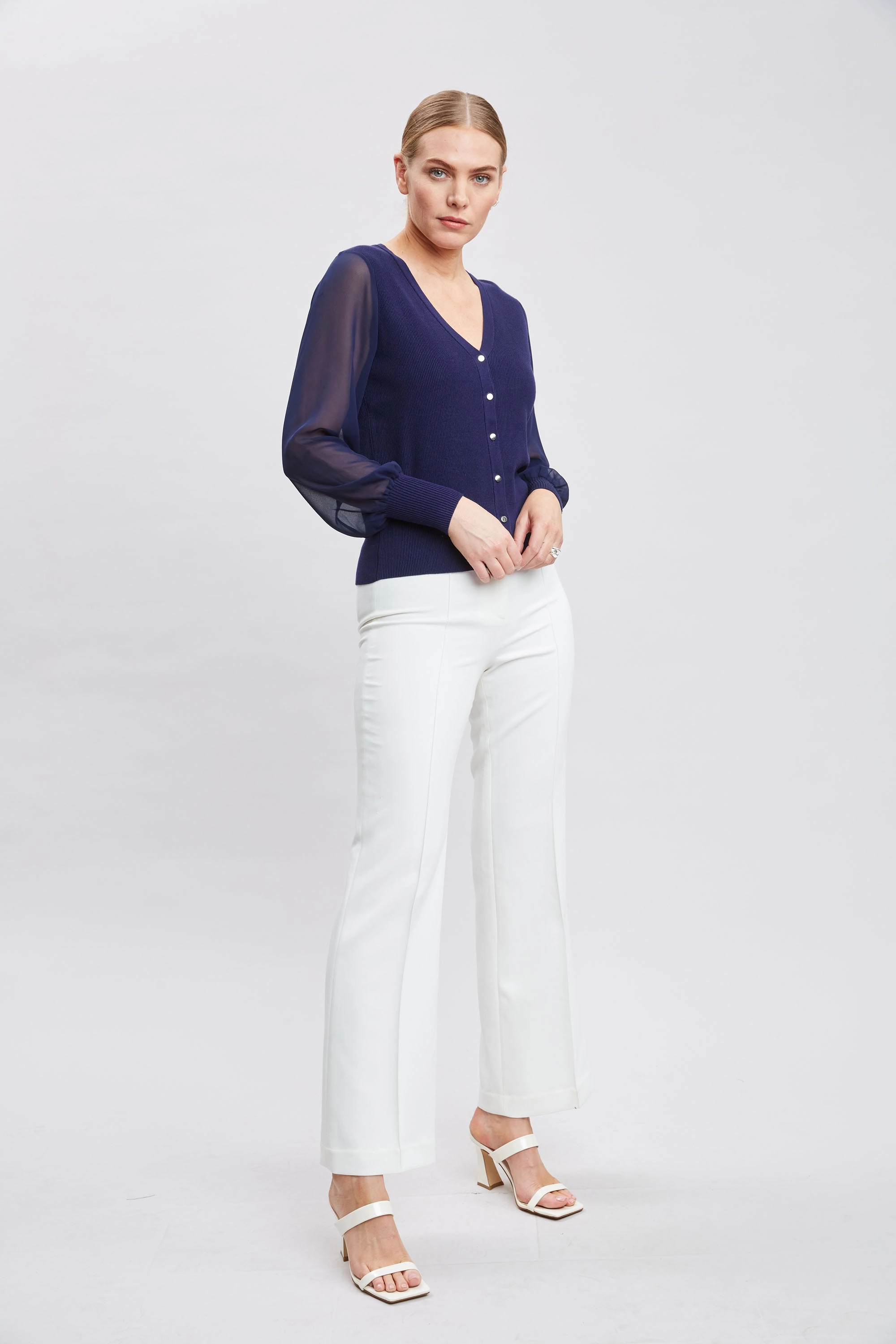 T-Tahari Chiffon Sleeve Cardigan
