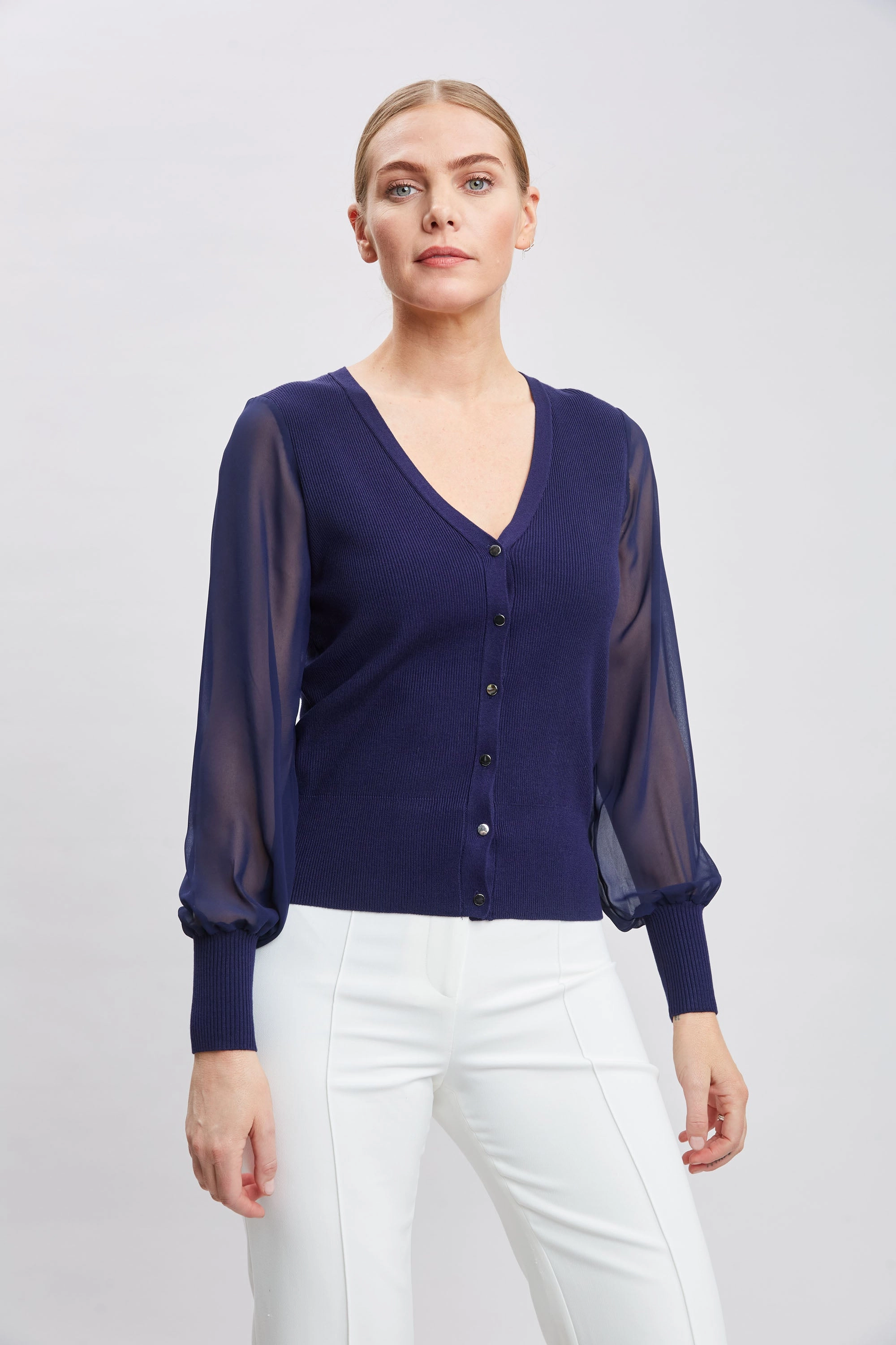 T-Tahari Chiffon Sleeve Cardigan