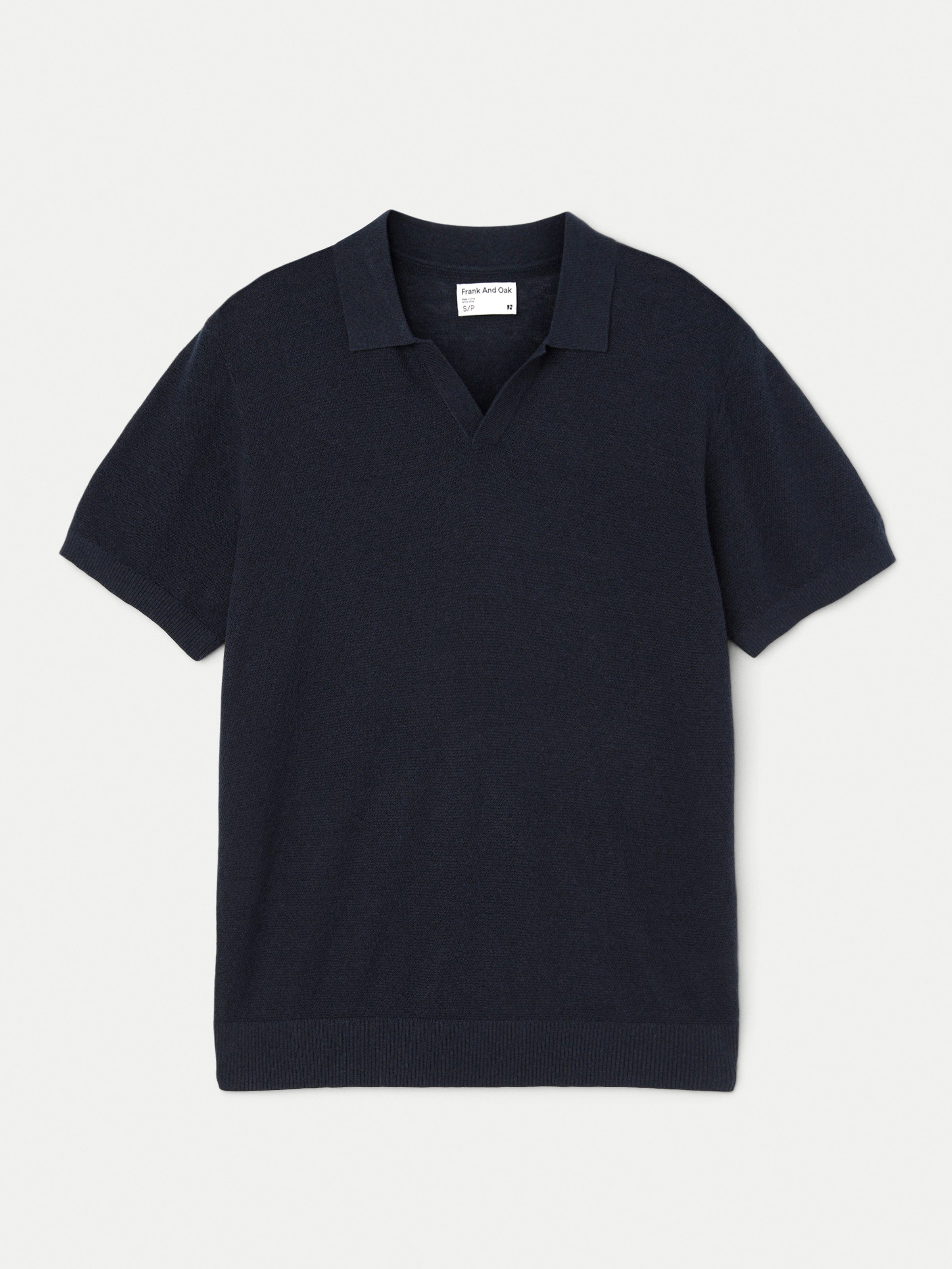 The Short Sleeve Linen Polo in Navy