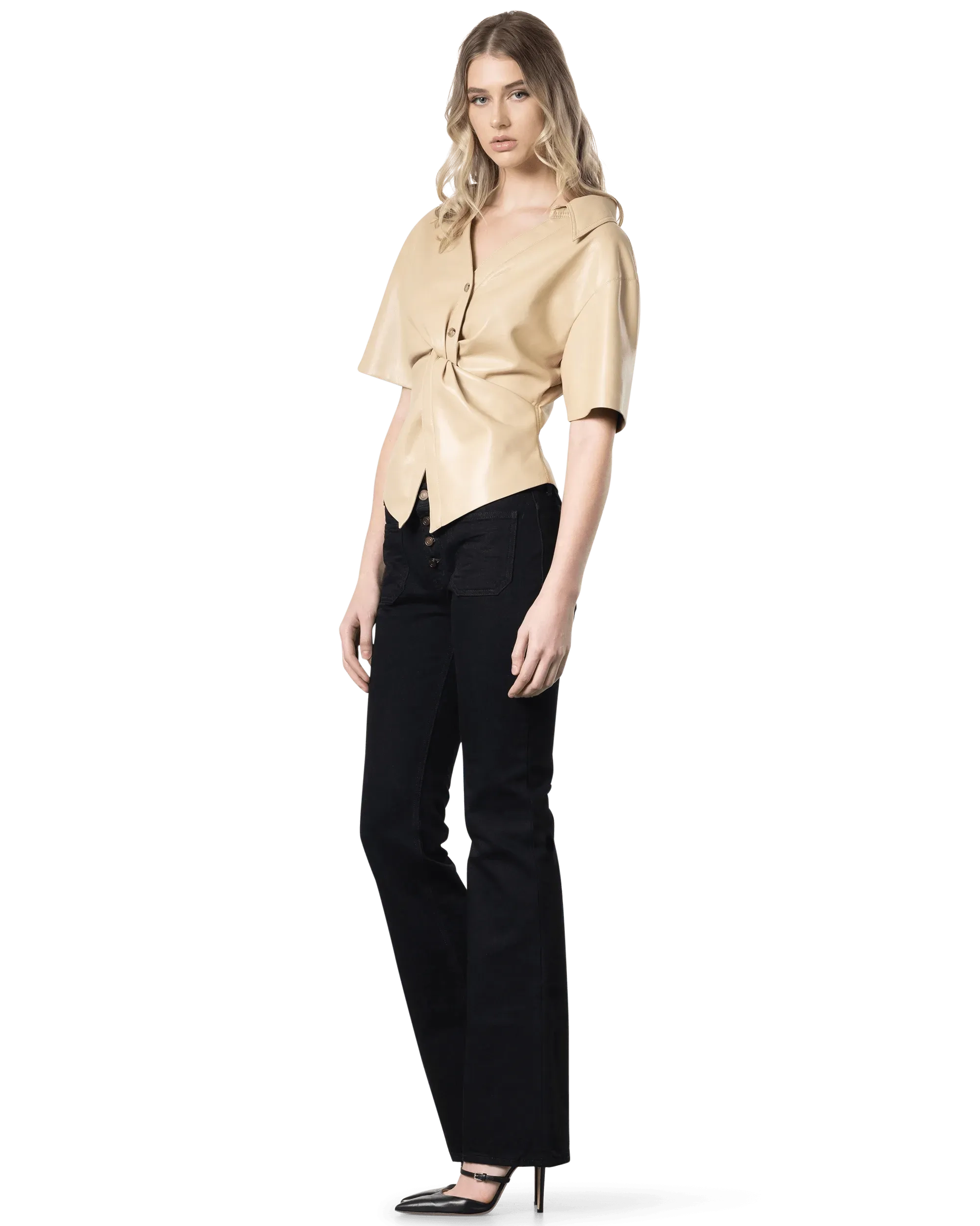 Thora Vegan Leather Twist Top